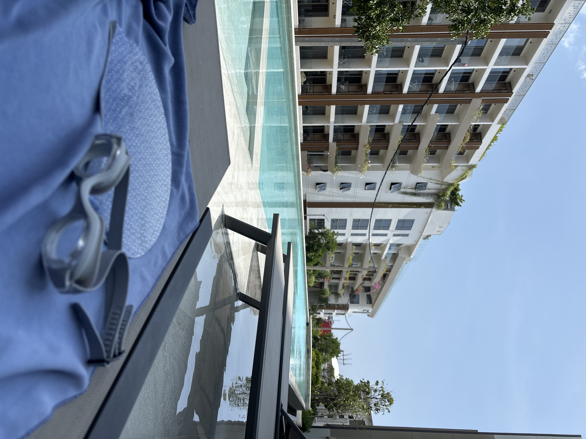 Morning poolside moments captured at Choeng Thale rooftop facility