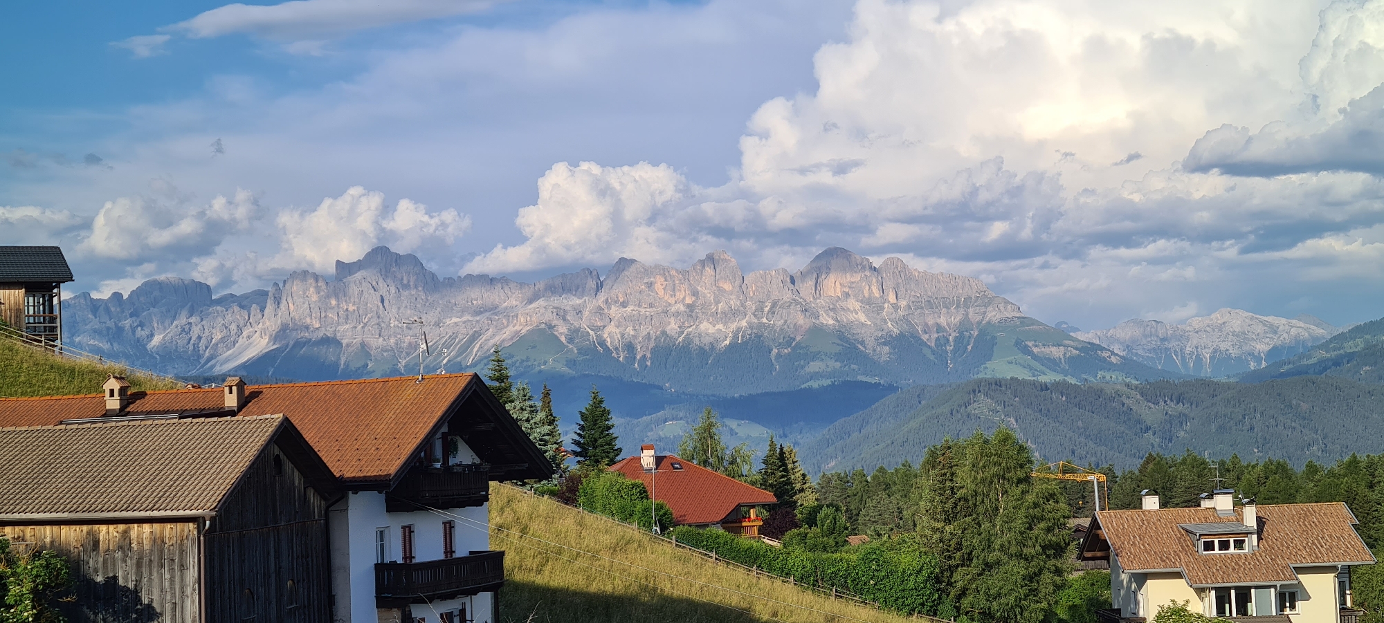 Summer afternoon views across a South Tyrolean mountain village