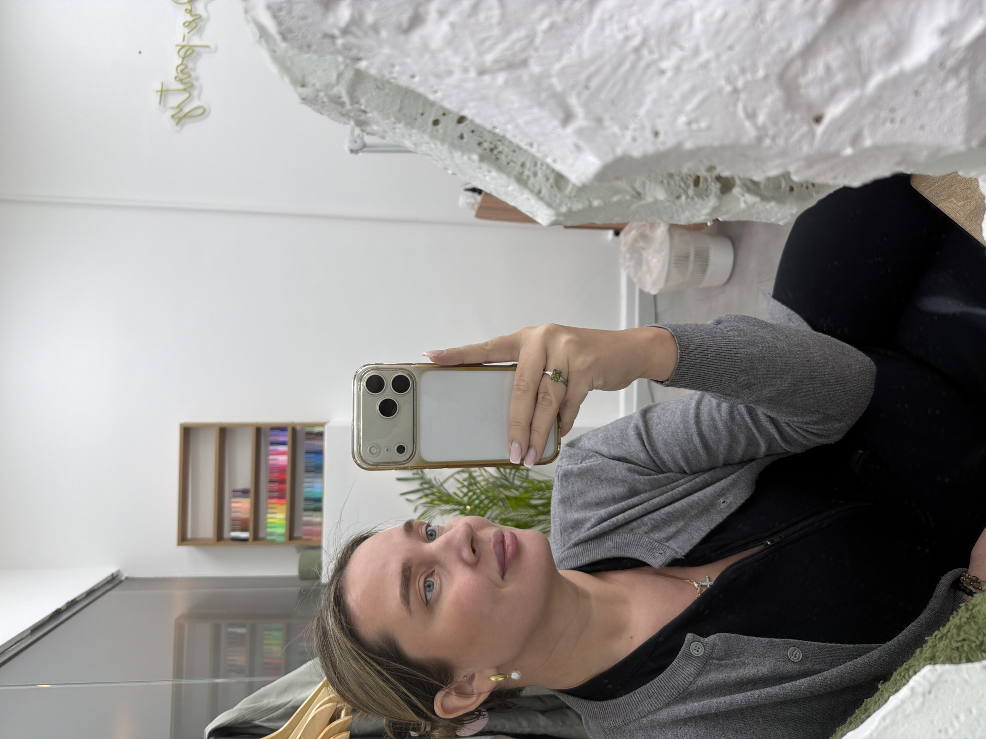 Woman takes selfies in Moscow apartment Friday morning