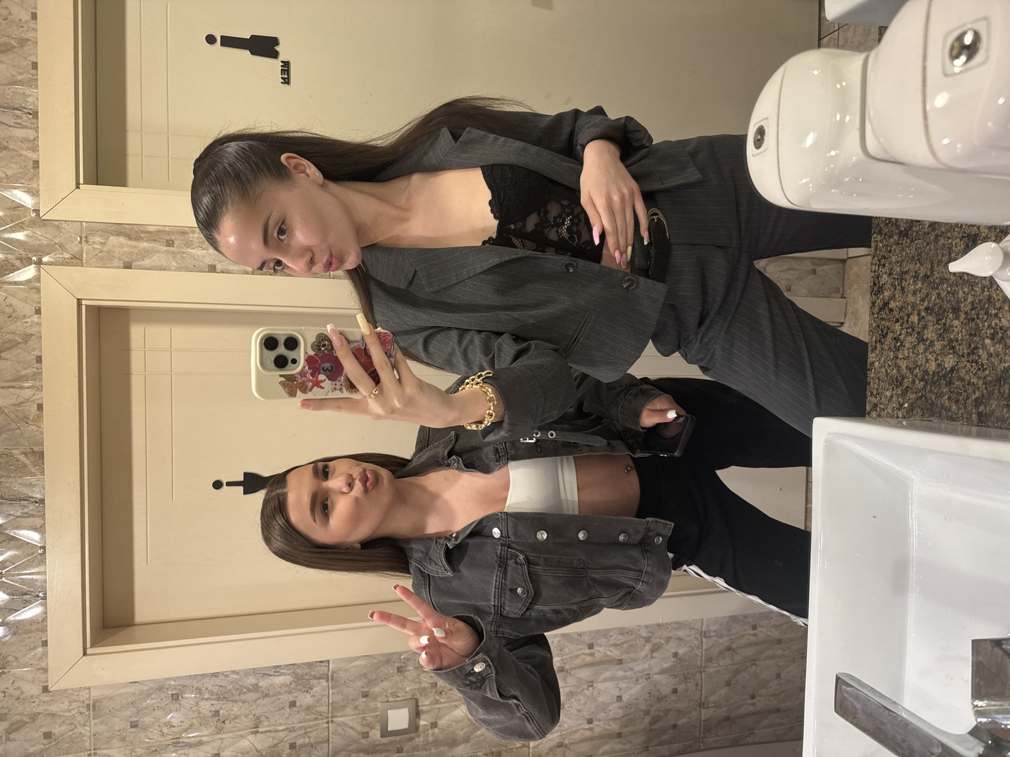 Friends document evening out with selfies in Targovishte, Bulgaria