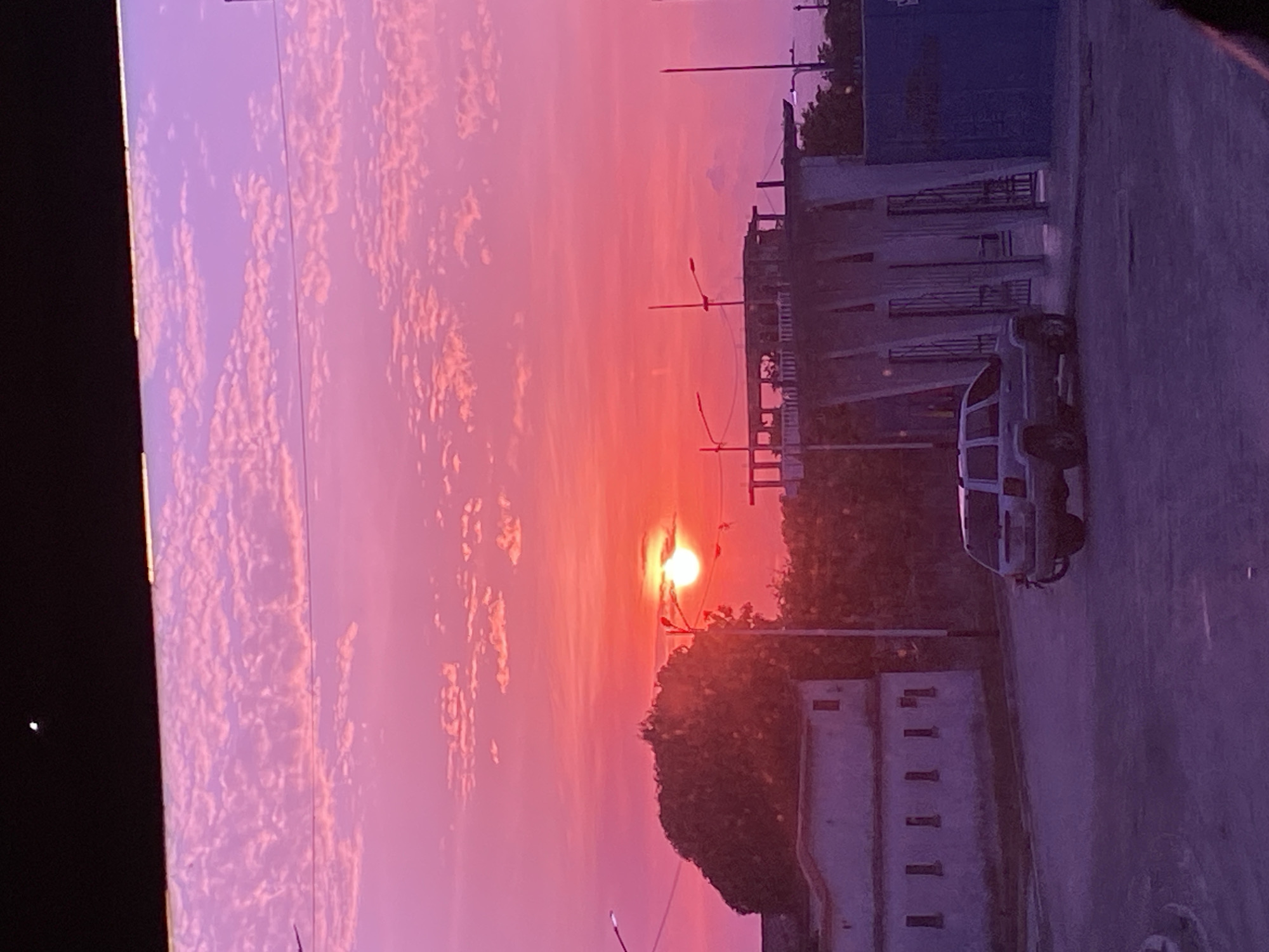 Sunset observed over Higuerote, Venezuela street scene