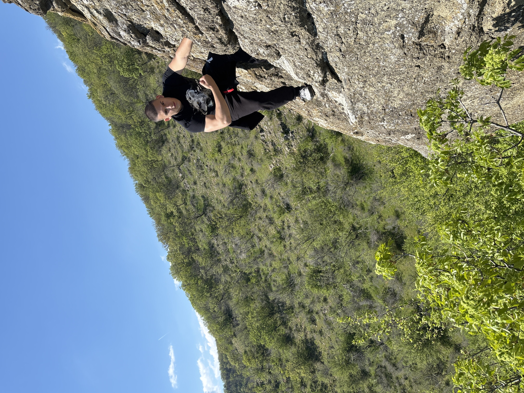 Rock climbers scale cliff face near Goritsa, Bulgaria