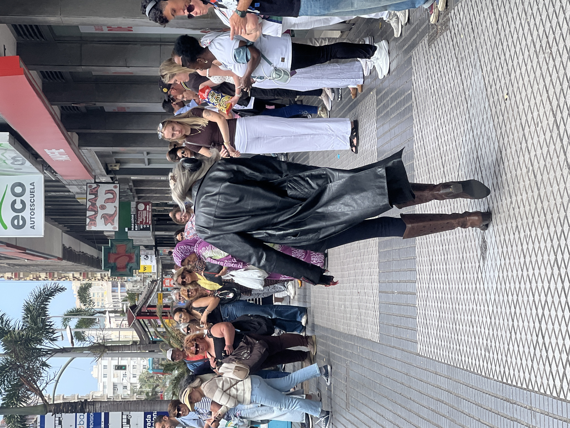 Ordinary street life documented in Las Palmas during midday