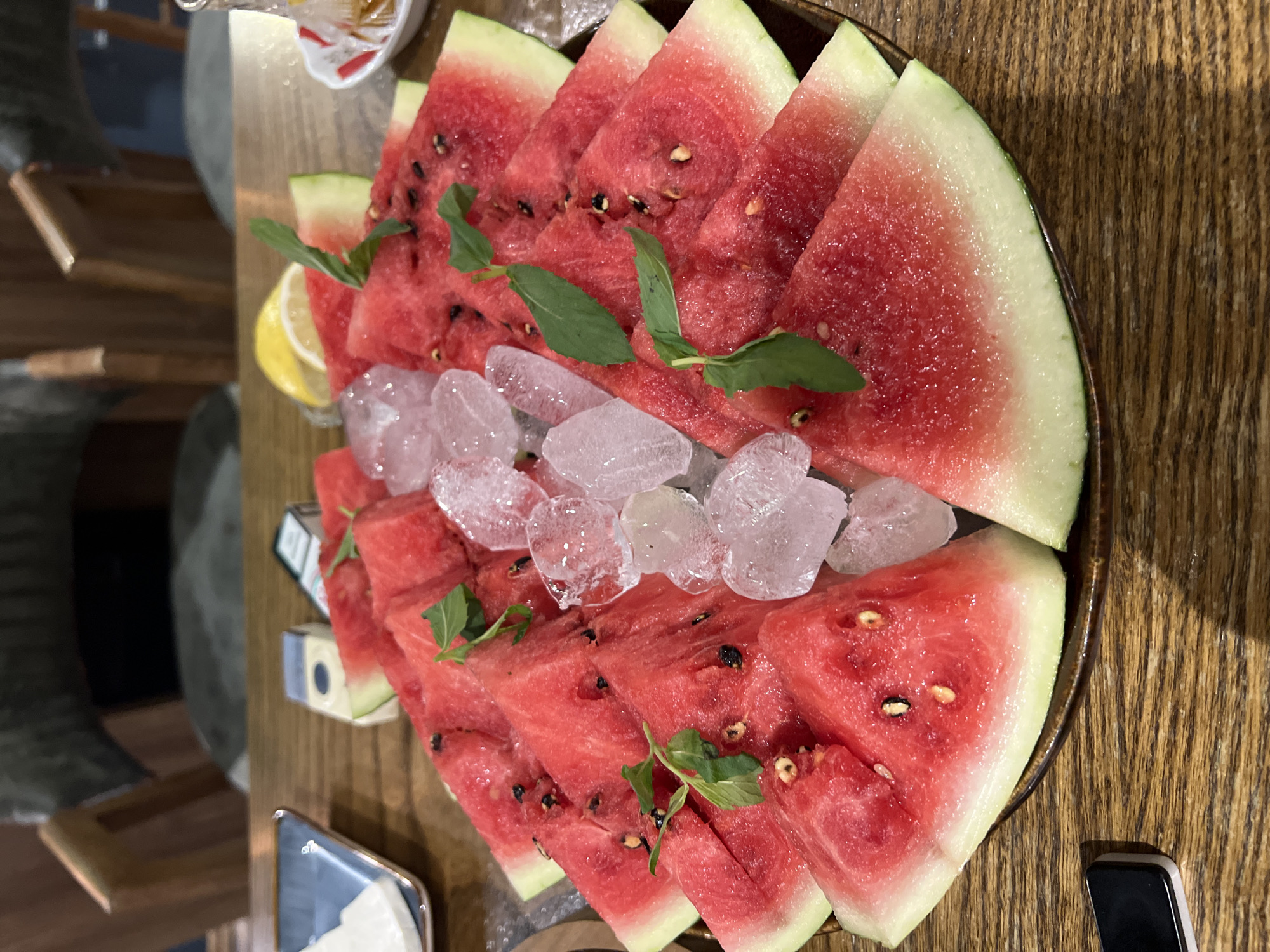Chilled watermelon platter with mint, served Baku summer style