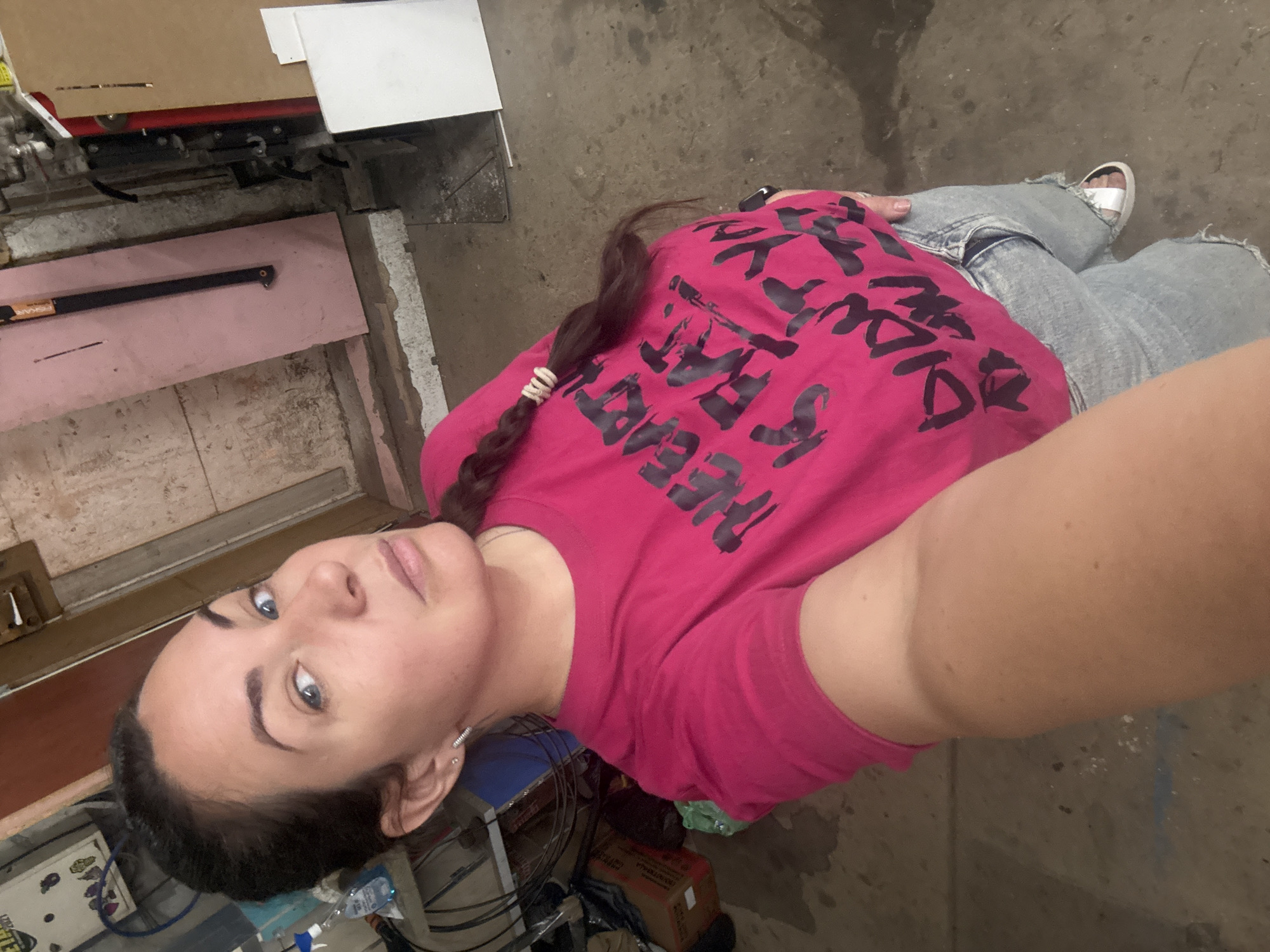 Casual outfit shots on a painted concrete surface
