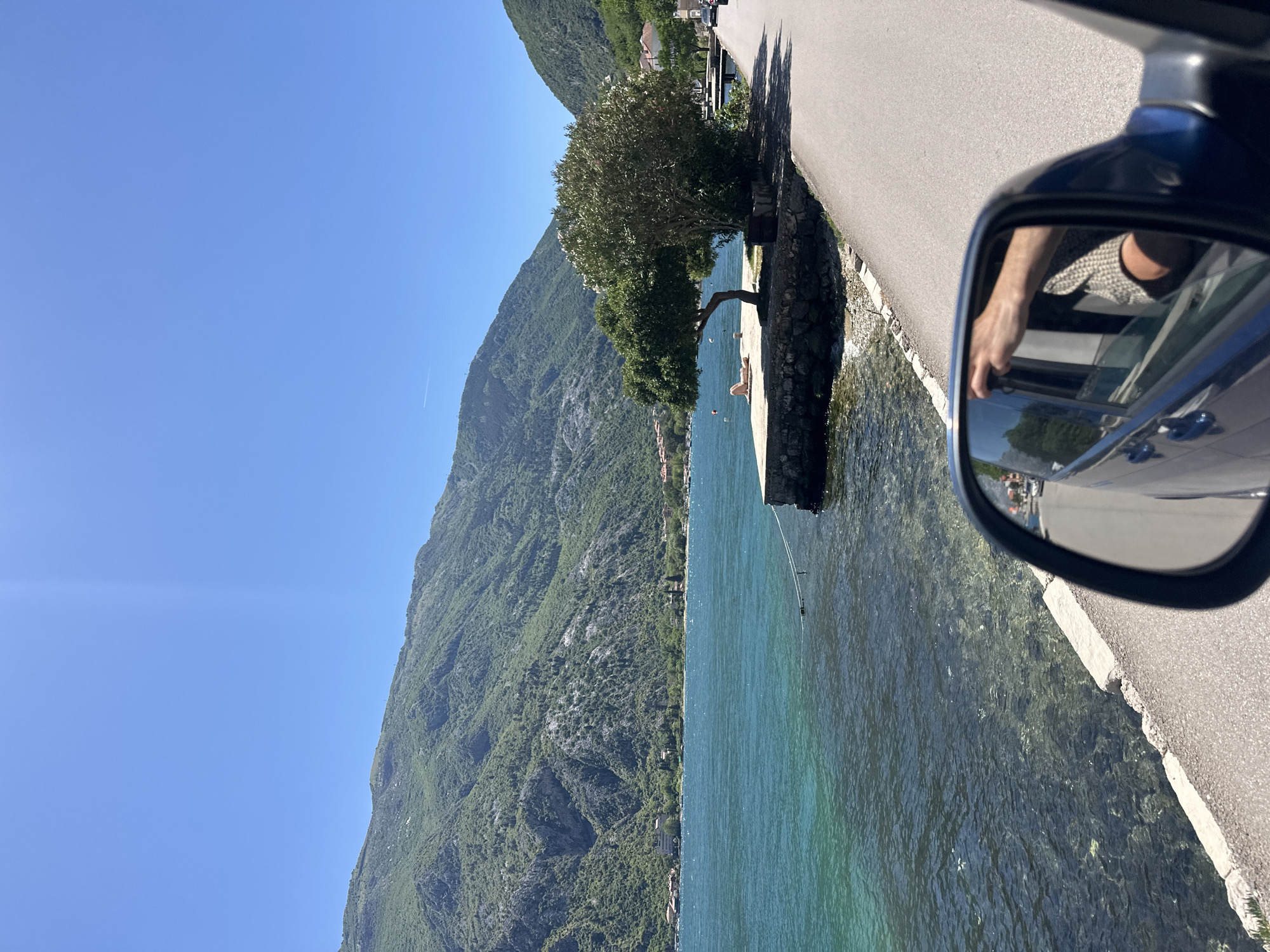 Scenic Bay of Kotor views captured from vehicle in Montenegro