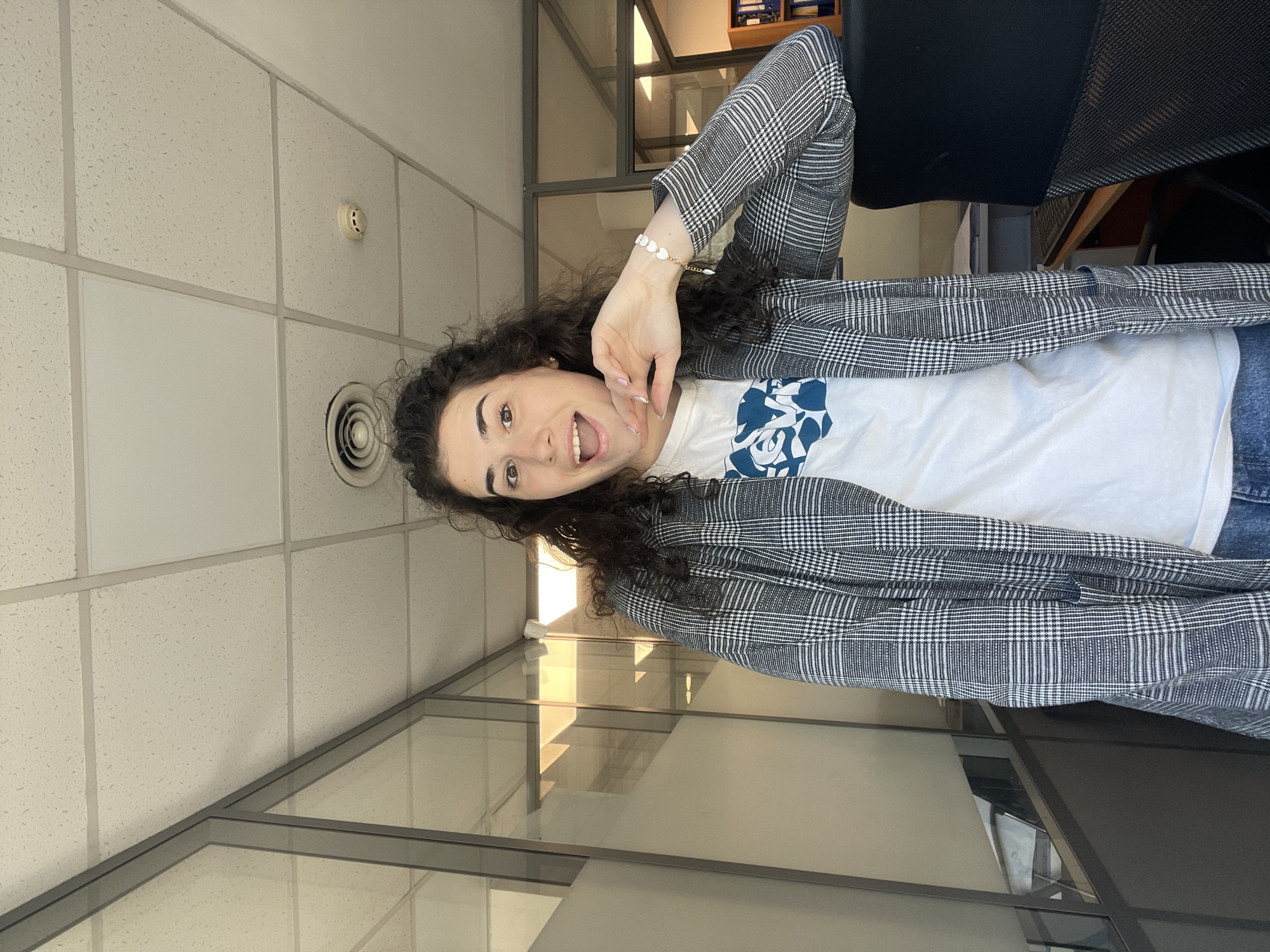 Woman takes office selfies in Sofia