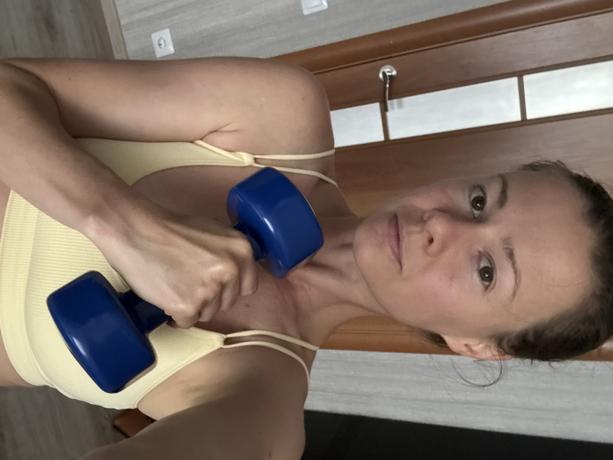 Home gym session in Riga, shared as workout content