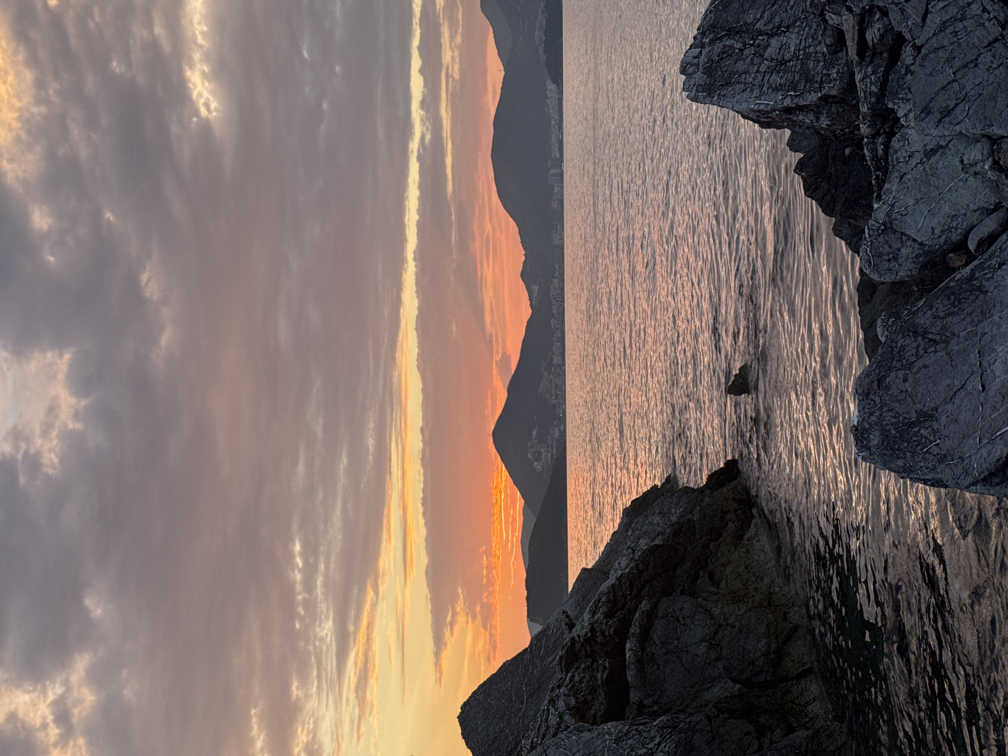 Sunset evening on the rocks at Sveti Stefan