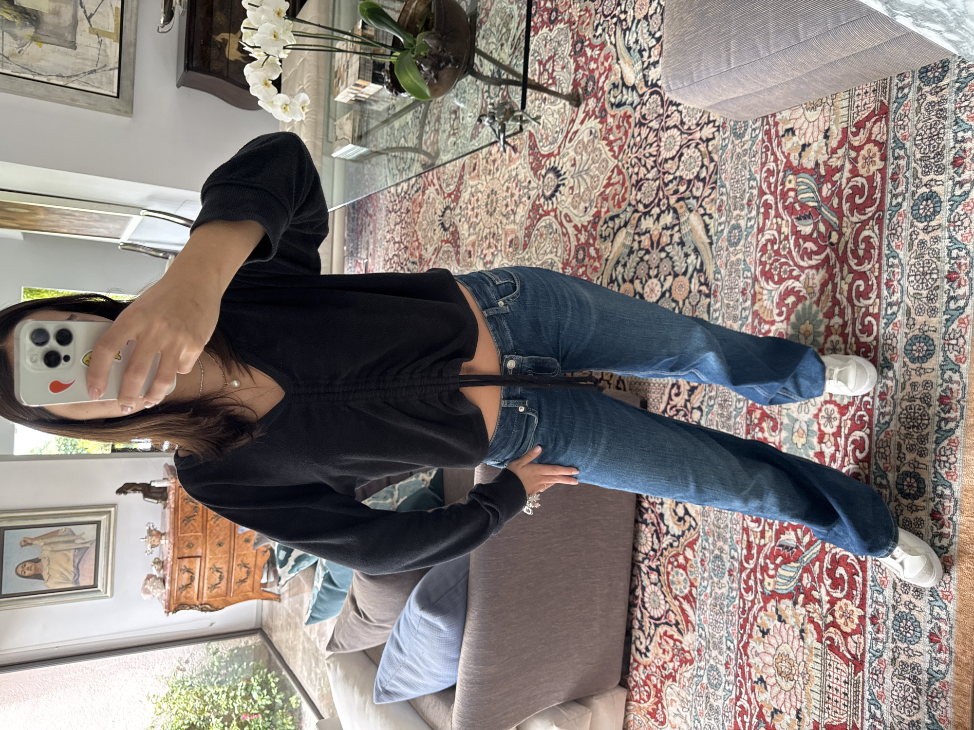 Woman takes selfie in Mexico City apartment building