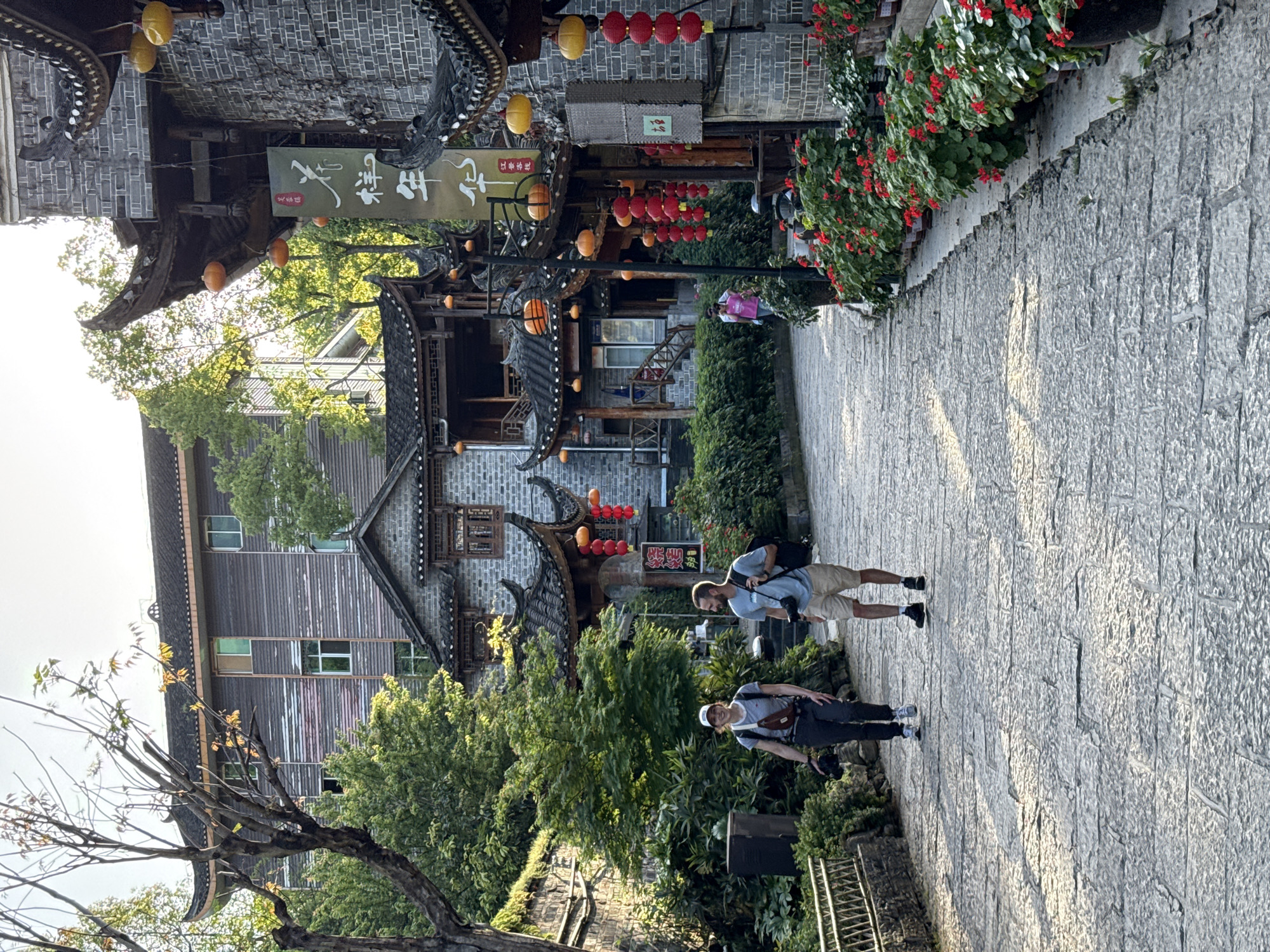 Traditional architecture observed on cobblestone street in Furong, China
