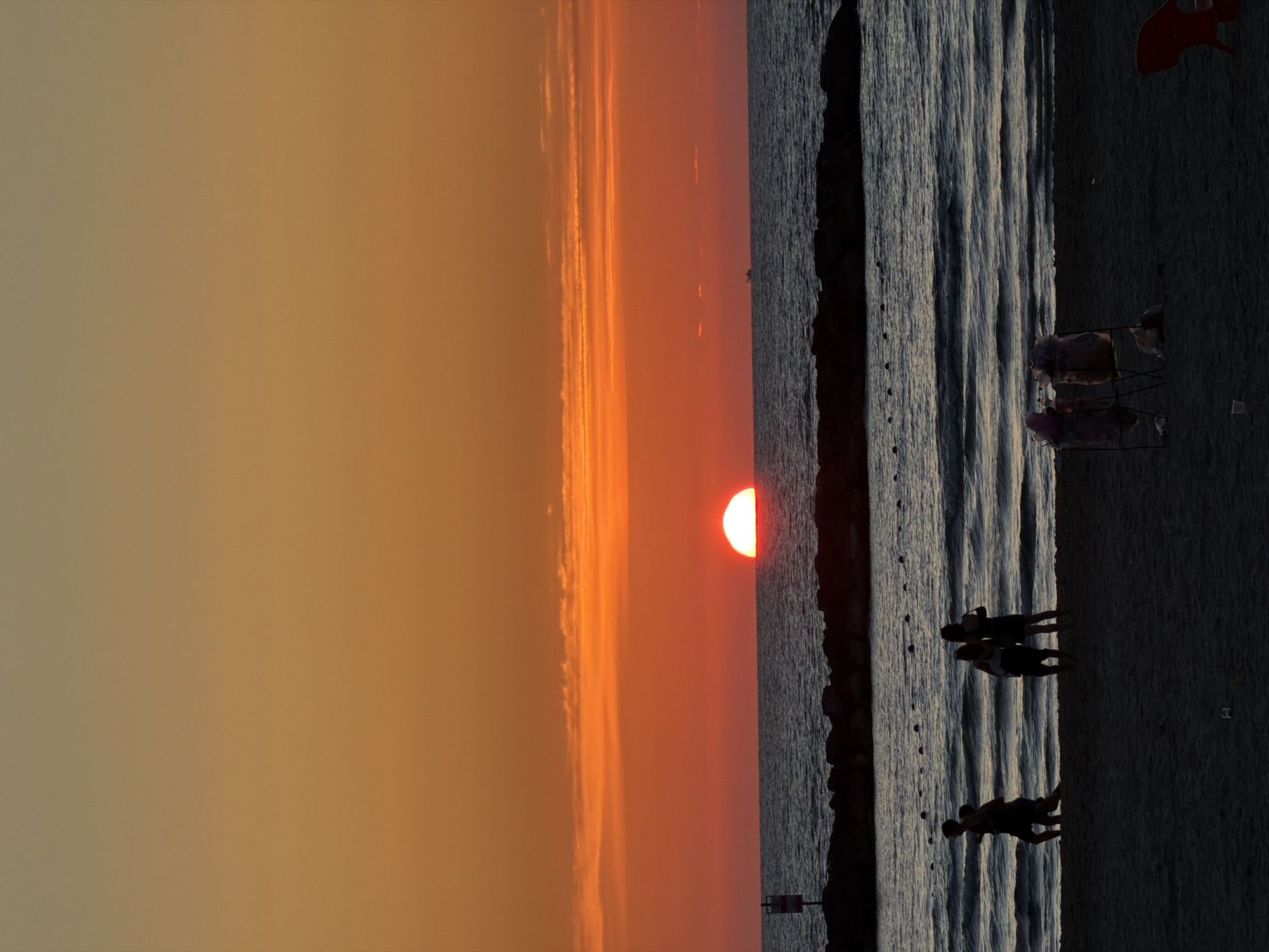 Sunset draws crowds to Tel Aviv beach Friday evening