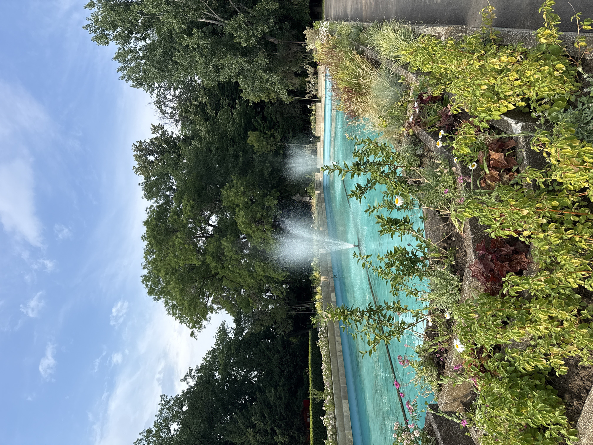 Afternoon in a Bucharest park: fountains, sculptures, and shaded paths
