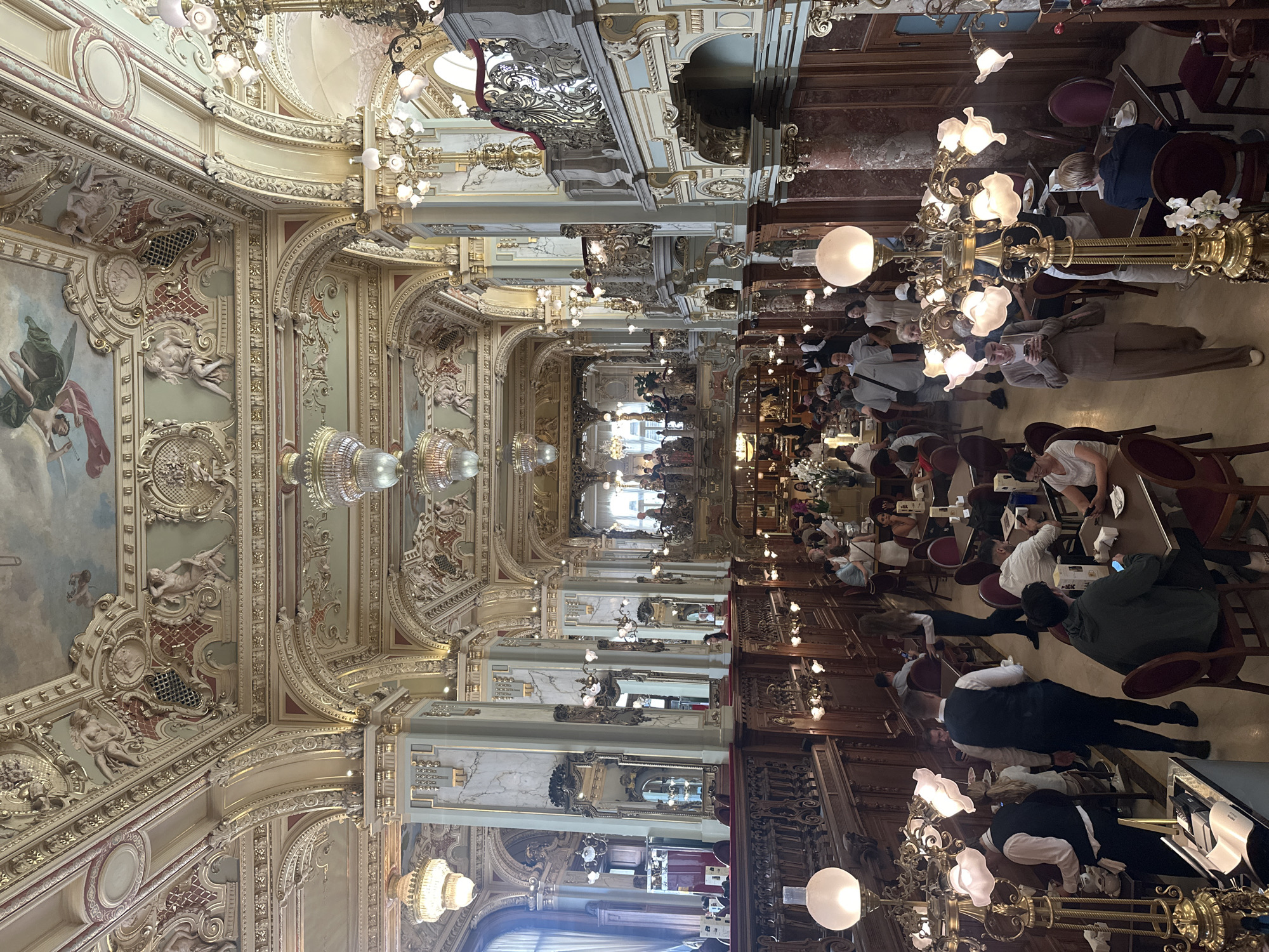 Inside Budapest's opulent New York Café, gold and frescoes everywhere