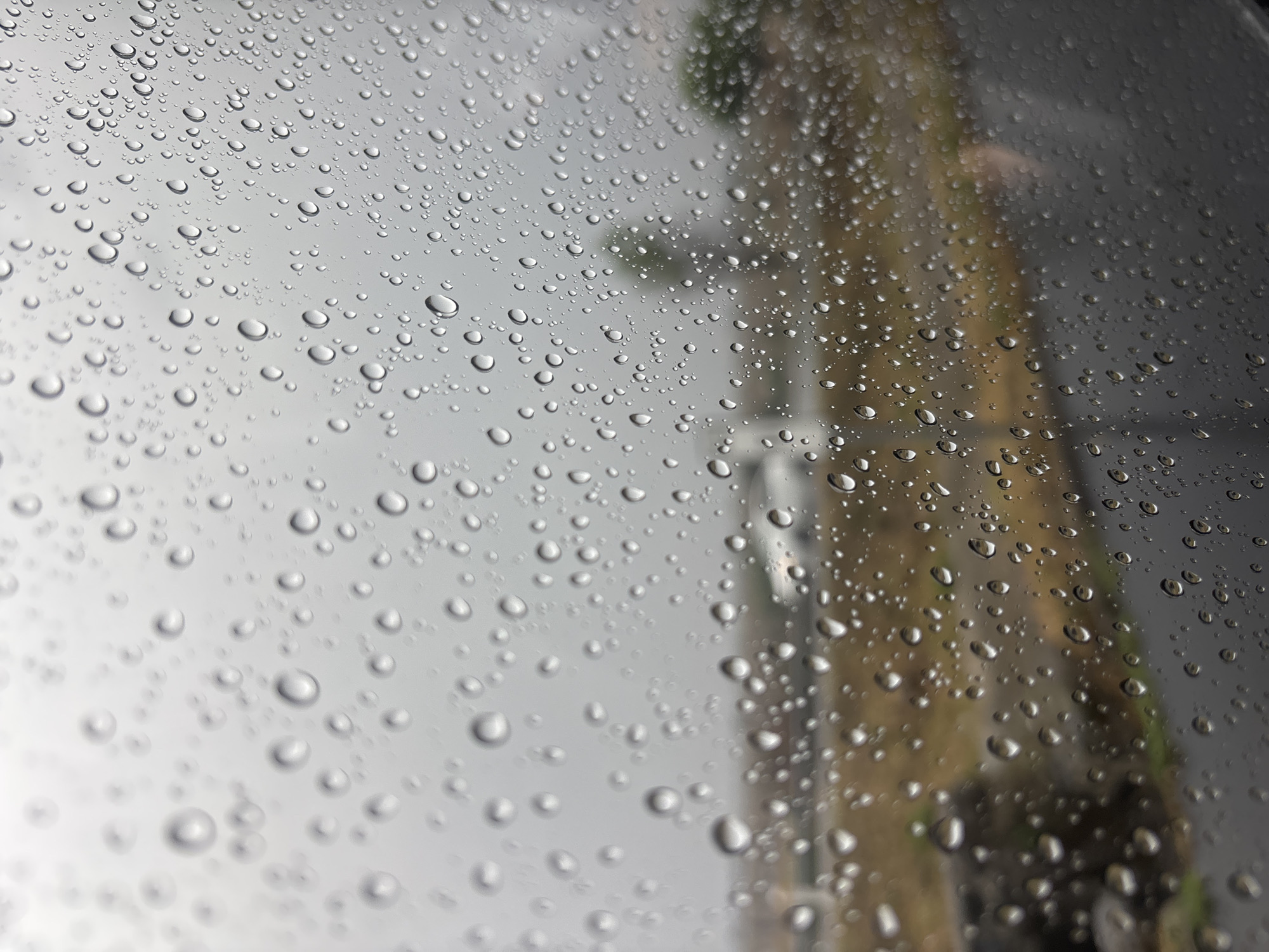 Raindrops observed on window in Santa Clara Ocoyucan