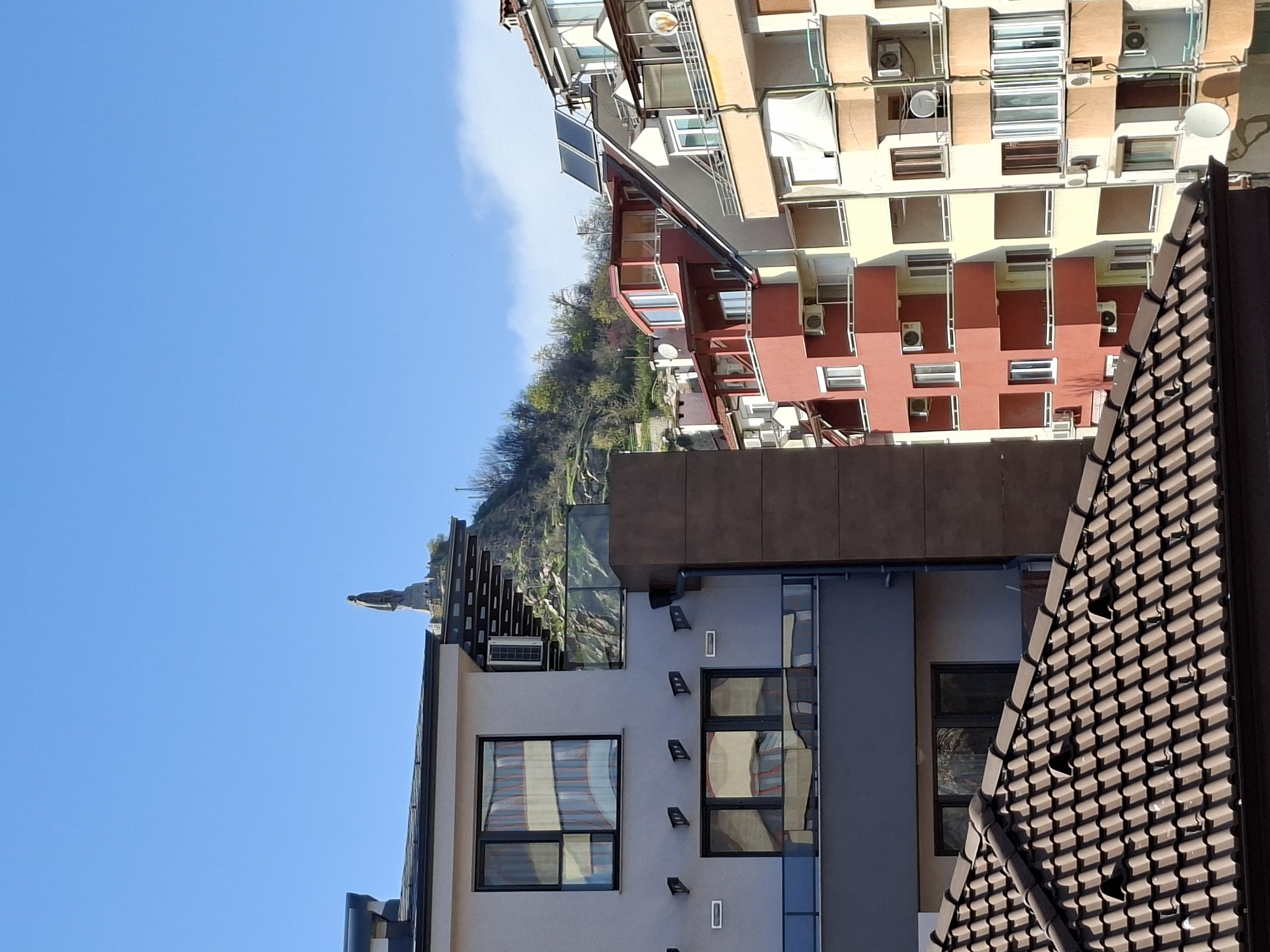 Upward building view captured in Plovdiv, Bulgaria