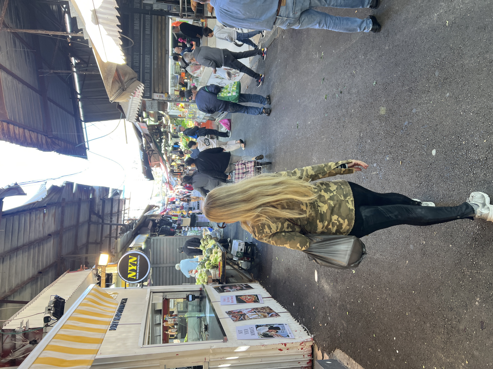 Morning activity captured at busy Tel Aviv street market
