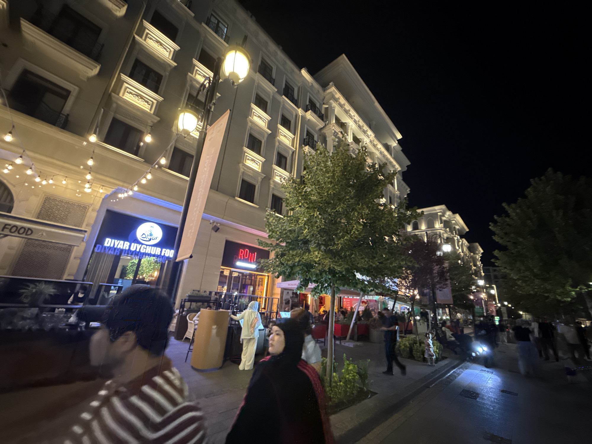 Evening out in Tashkent's illuminated city center