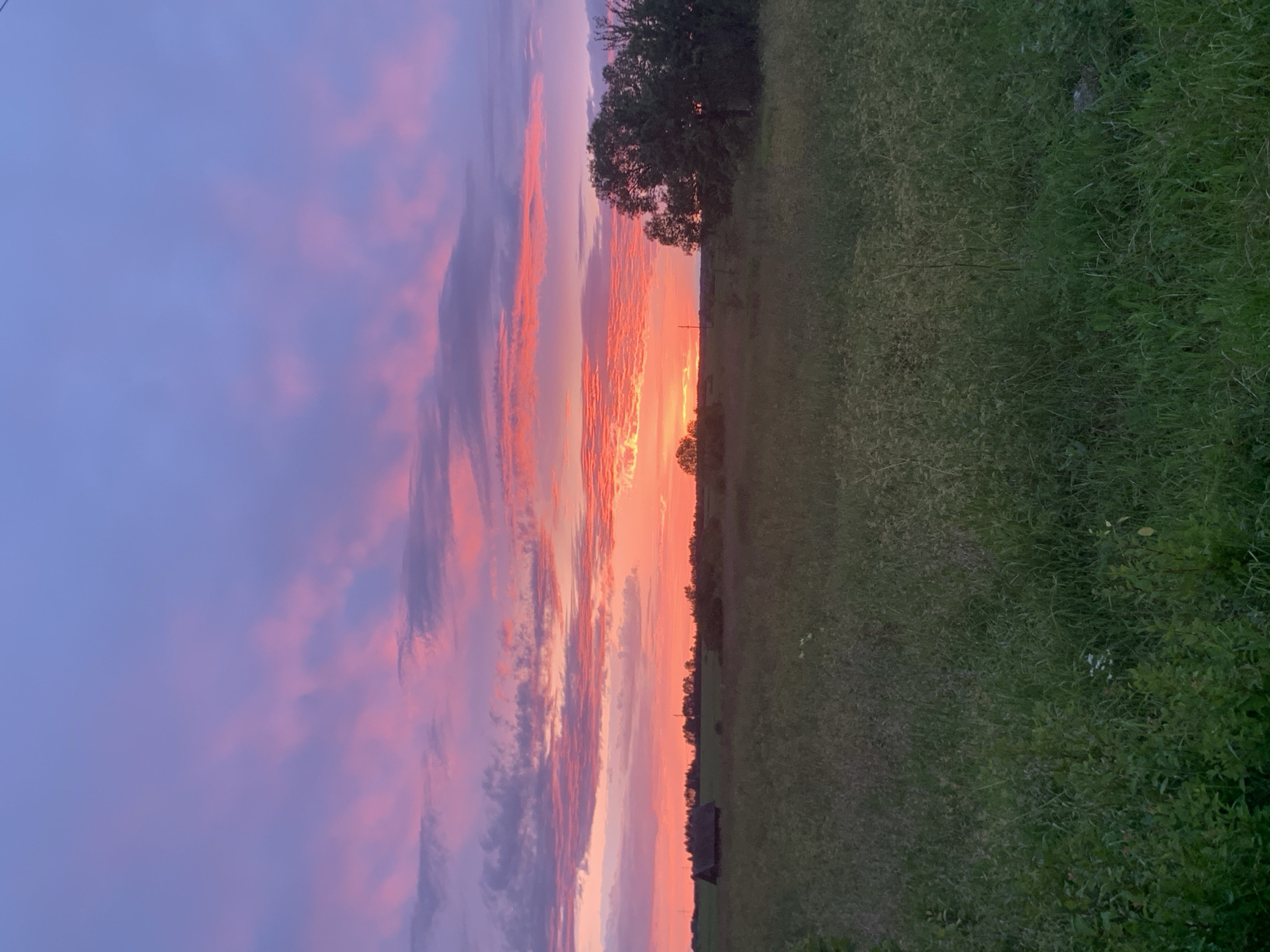 Sunset over a quiet Belarusian village, stork included