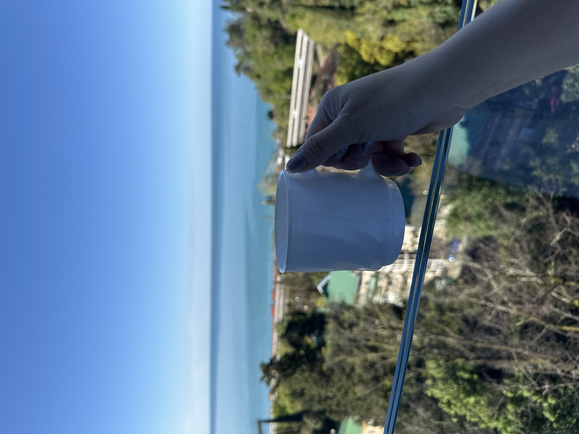 Morning coffee moment captured along Sochi coastline