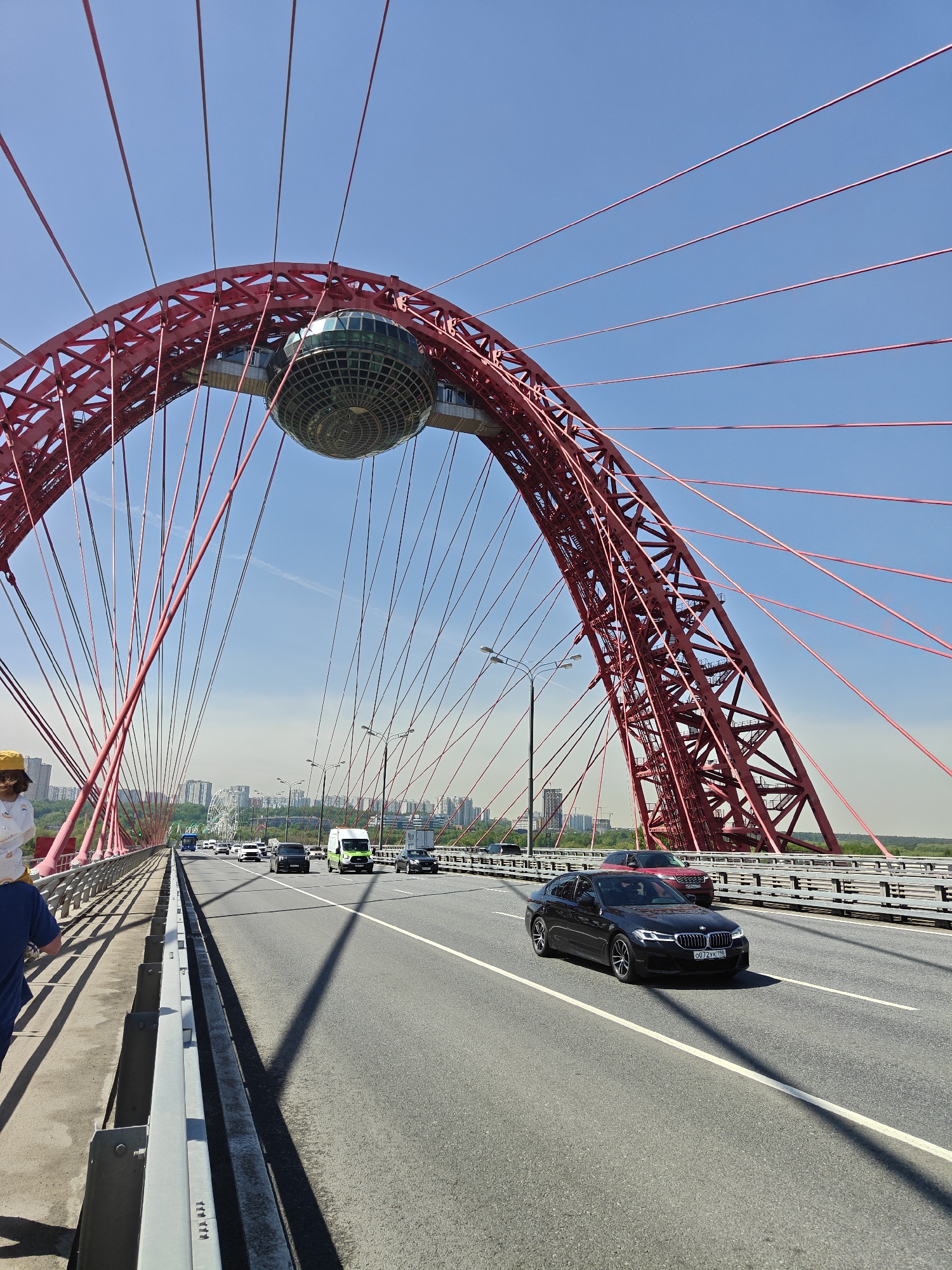 Morning views of Zhivopisny Bridge documented in Khimki, Russia