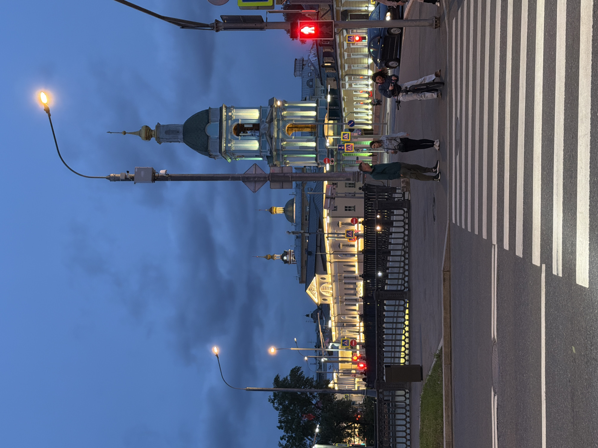 Evening scenes captured in Podolsk featuring cathedral and streetscape
