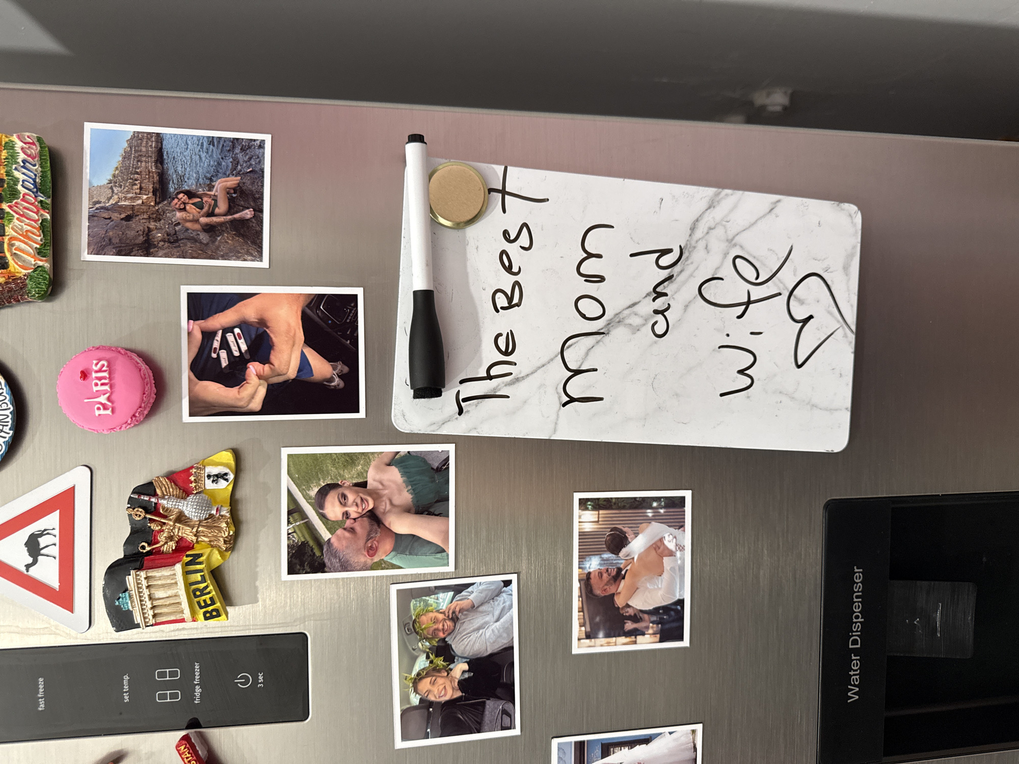 Casual morning at home in Plovdiv — selfies, fridge magnets, and a sleeping baby
