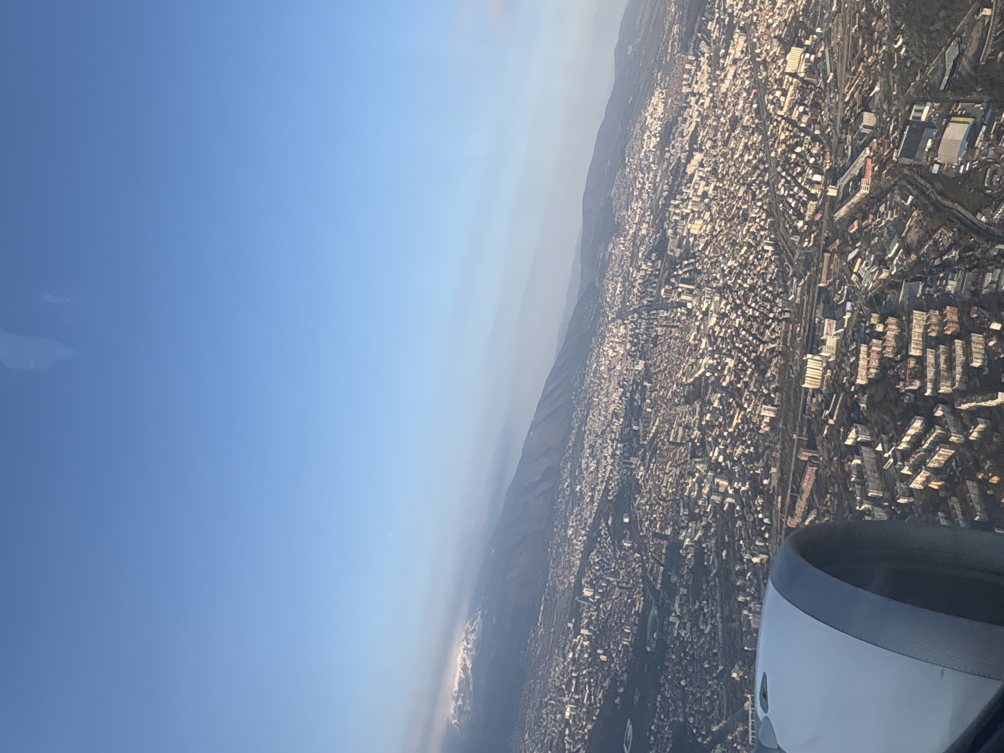 Aerial view captures Sofia's urban landscape from aircraft