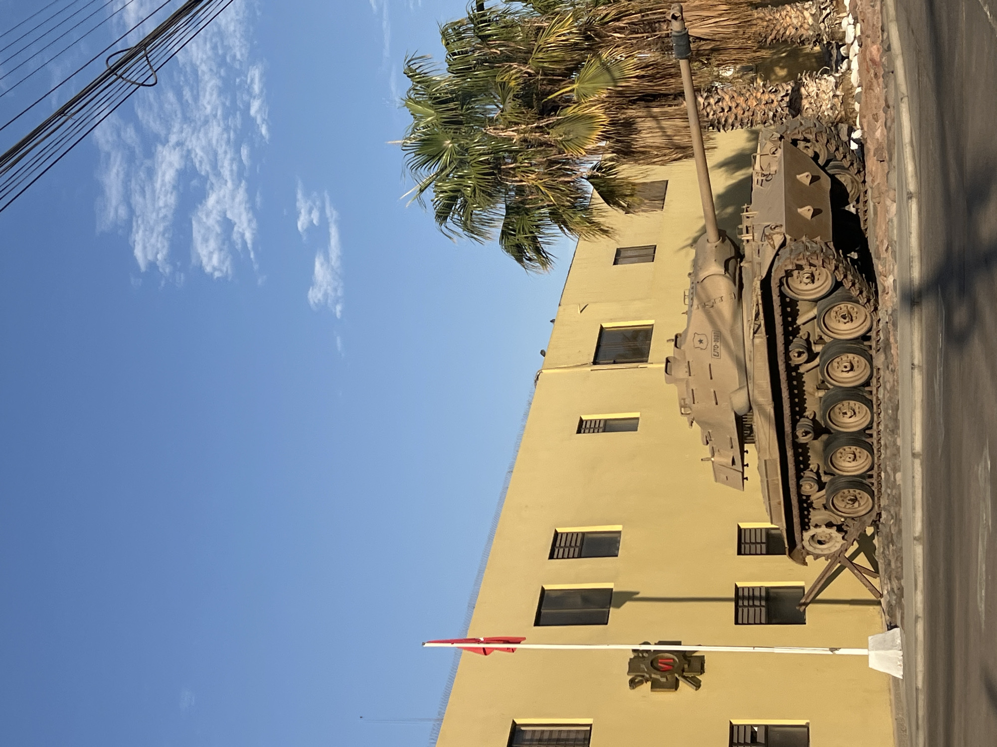 Military vehicles spotted parked on street in Arica, Chile