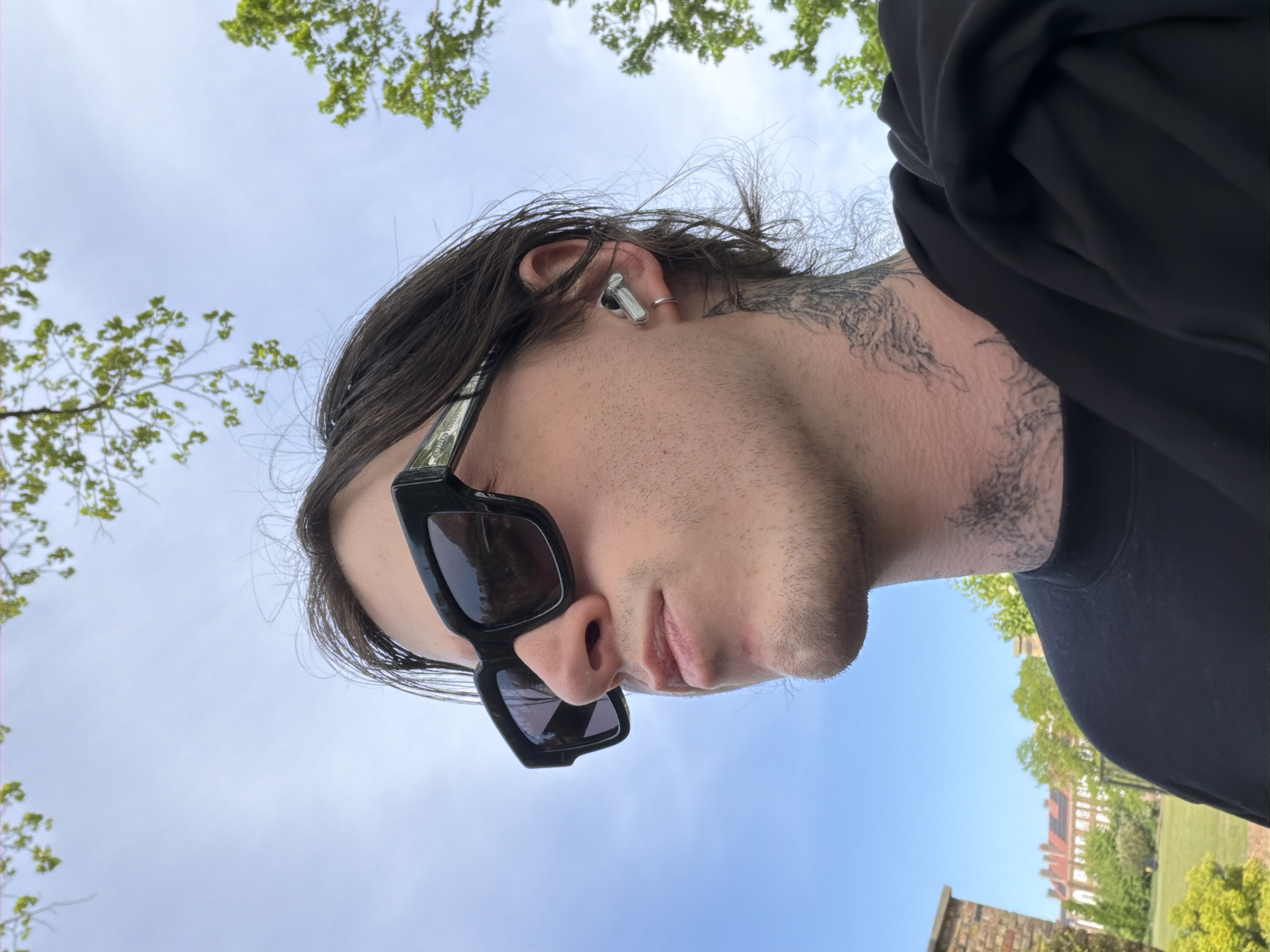 Person photographed in London park on sunny afternoon