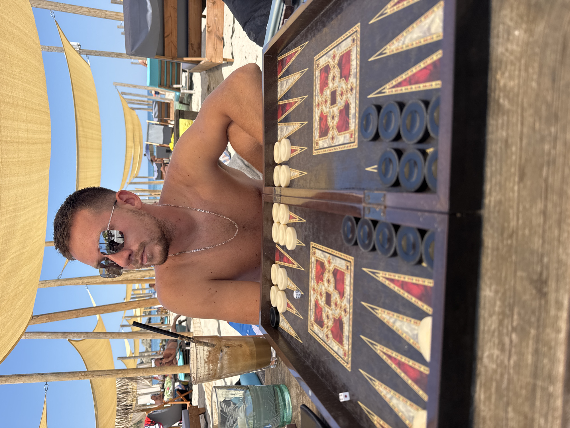 Backgammon on the beach in Tsarevo, Black Sea coast