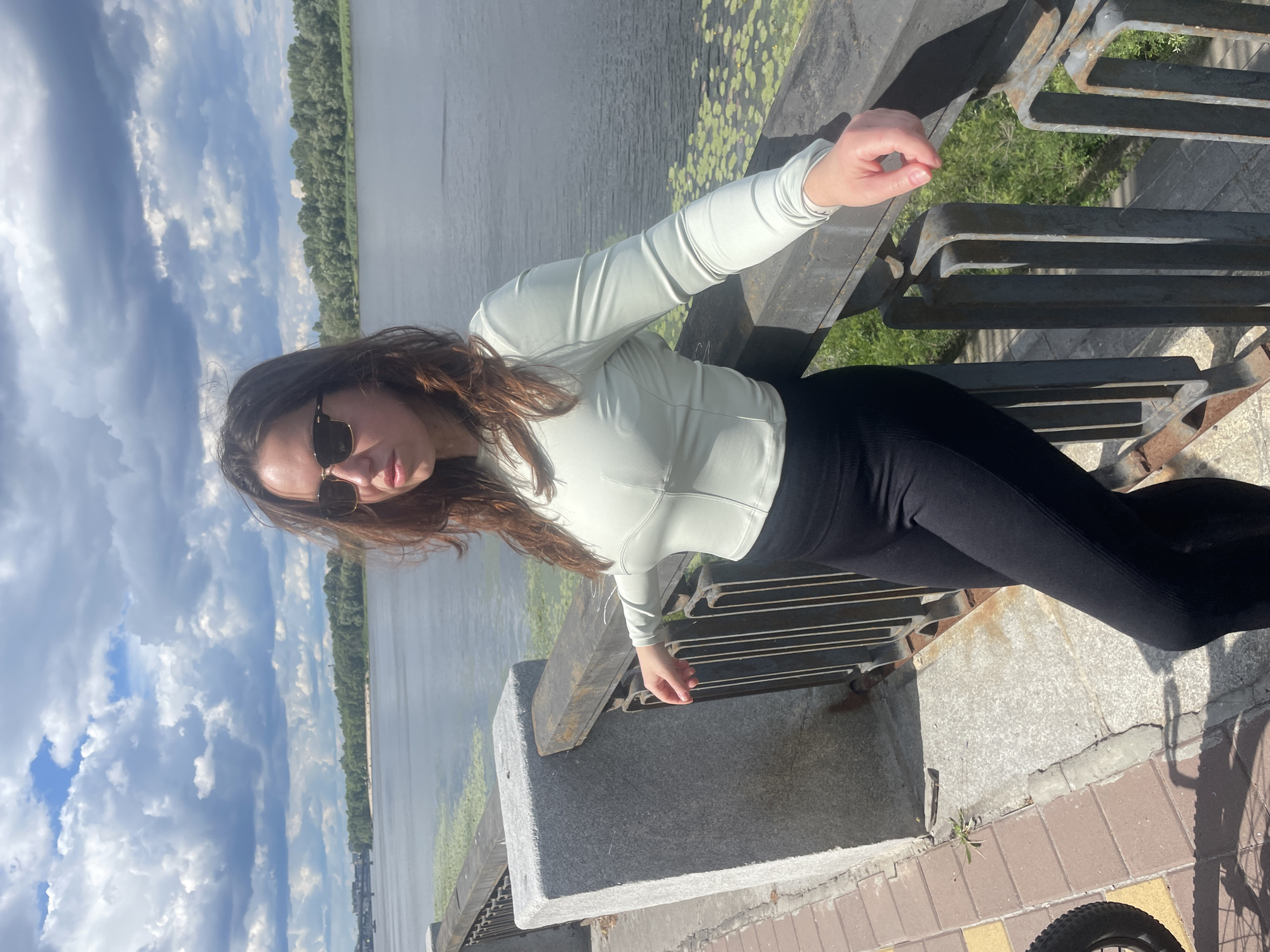 Relaxing afternoon on Kyiv's riverside promenade