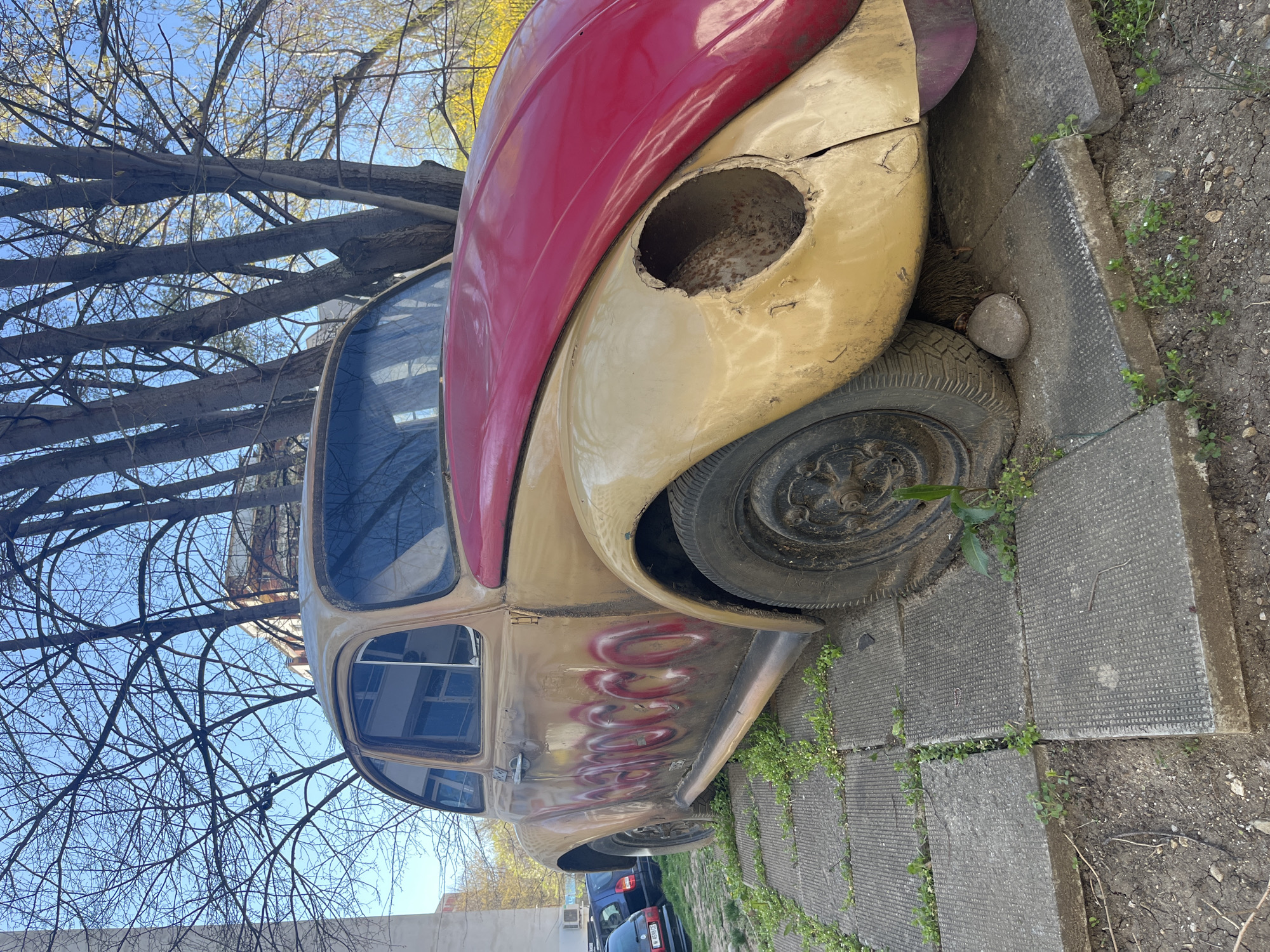 Abandoned graffitied Volkswagen Beetle spotted in Sofia