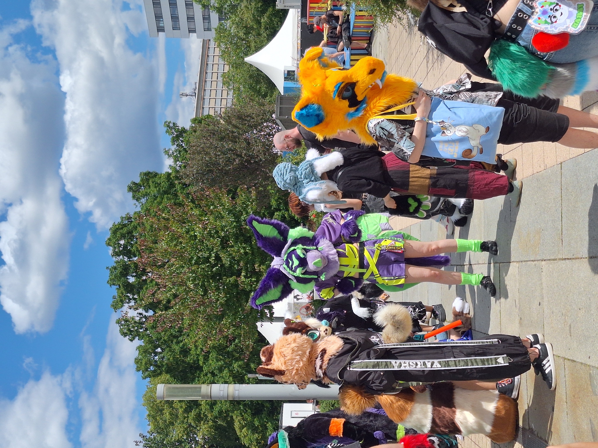 Fursuit meetup fills Chemnitz city center on summer afternoon