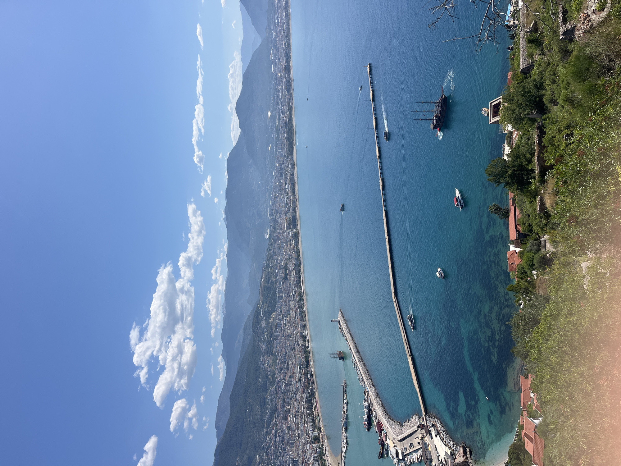 Morning views captured of historic Alanya coastline and castle