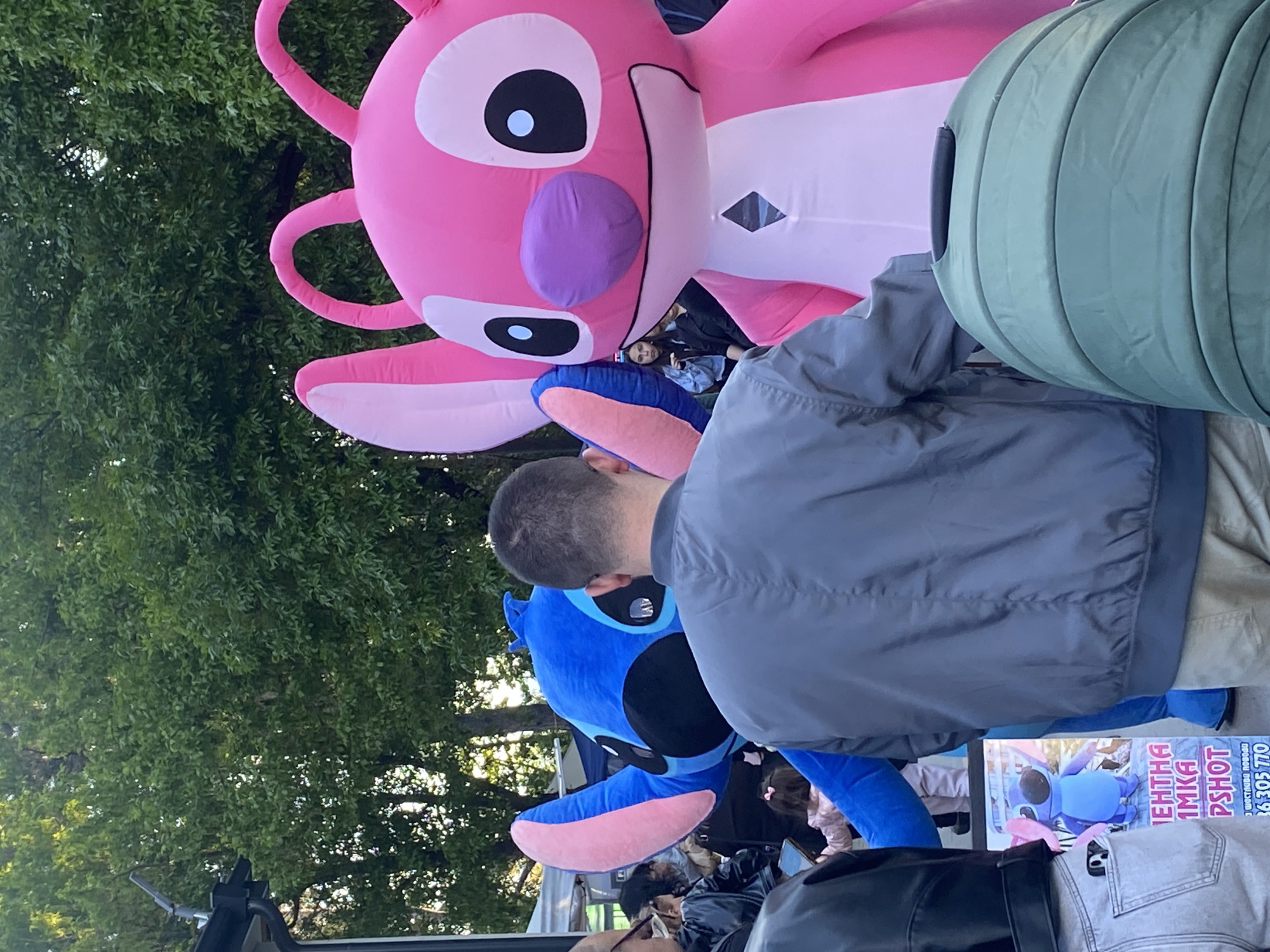 Disney inflatables draw crowd on Targovishte sidewalk
