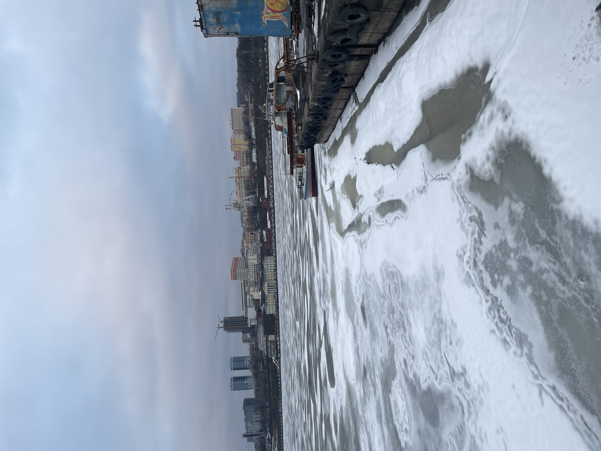 Winter scenes captured along frozen Izh River in Izhevsk