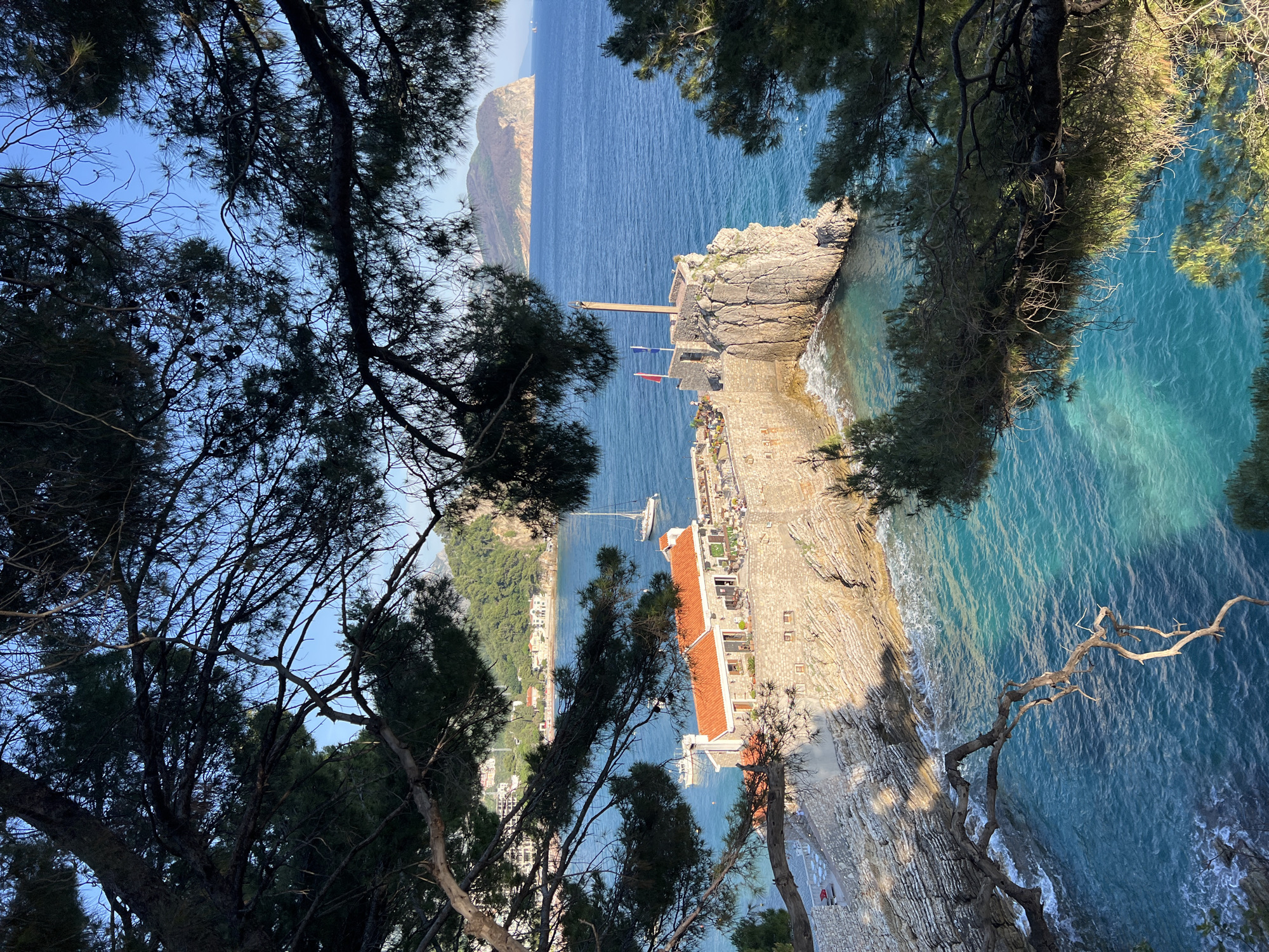 Elevated view captured of Petrovac na Moru coastline