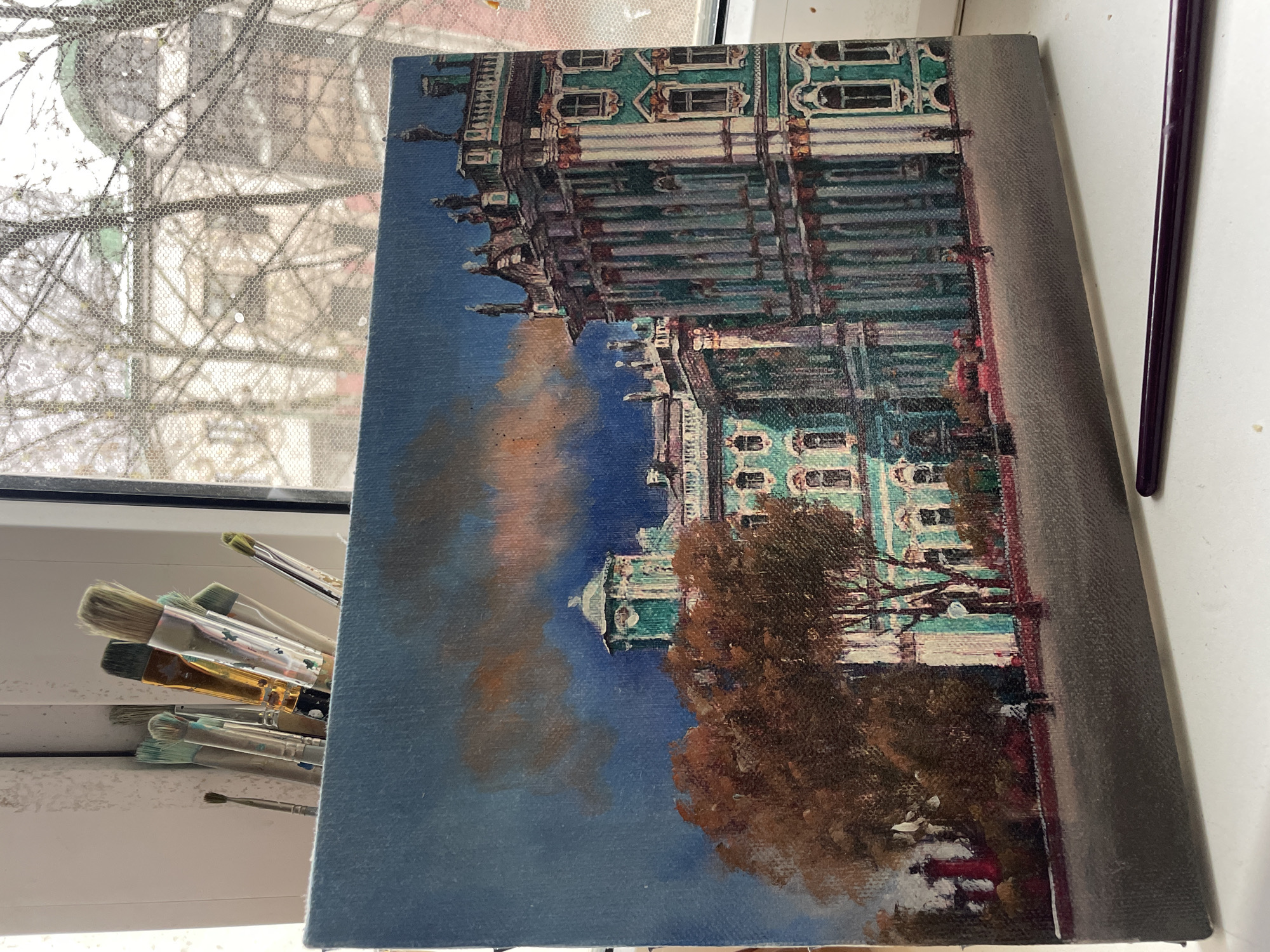 Oil painting of Winter Palace documented in Moscow