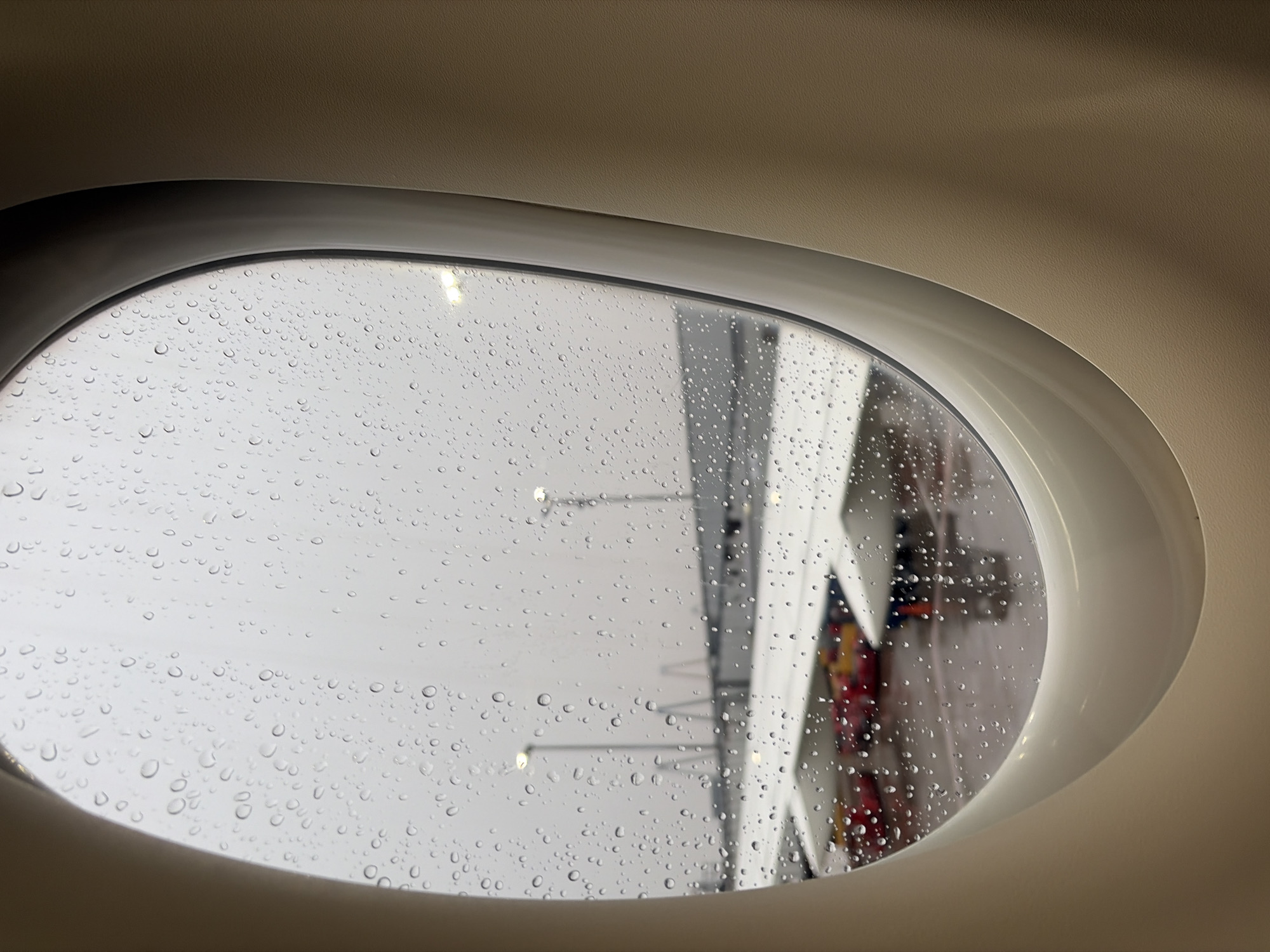 Rainy day view through window in Chicago