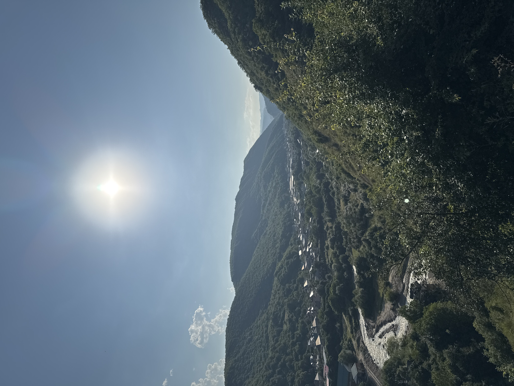 Sunny valley views over a village in Khuchni, Dagestan