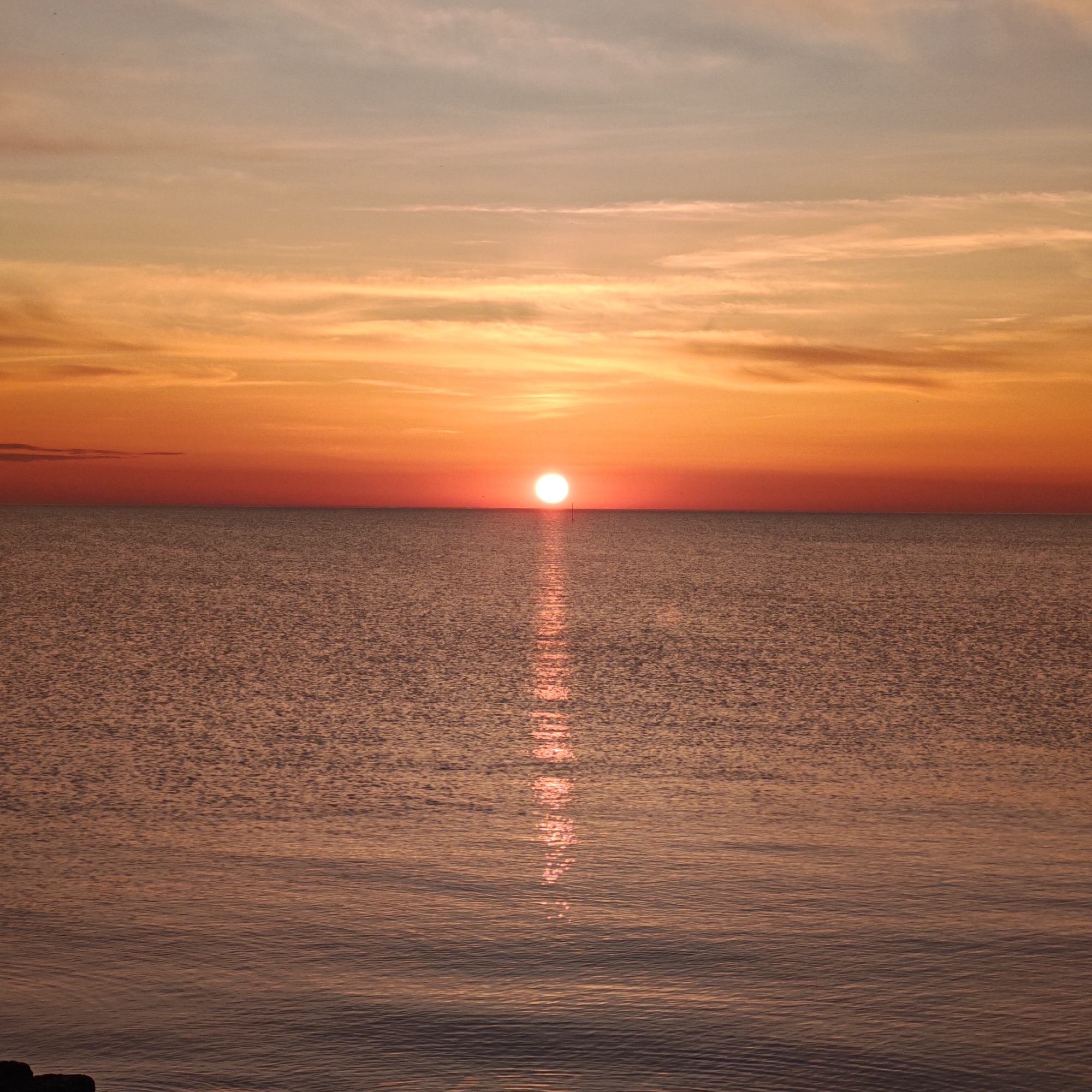 Sunset observed over sea near Shcholkino, Ukraine