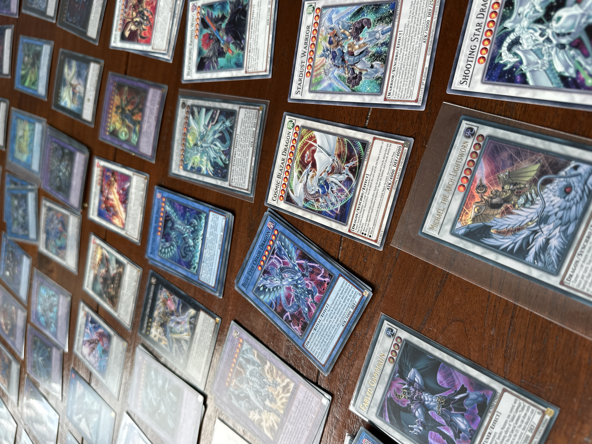 Yu-Gi-Oh trading cards collection displayed on Amsterdam table
