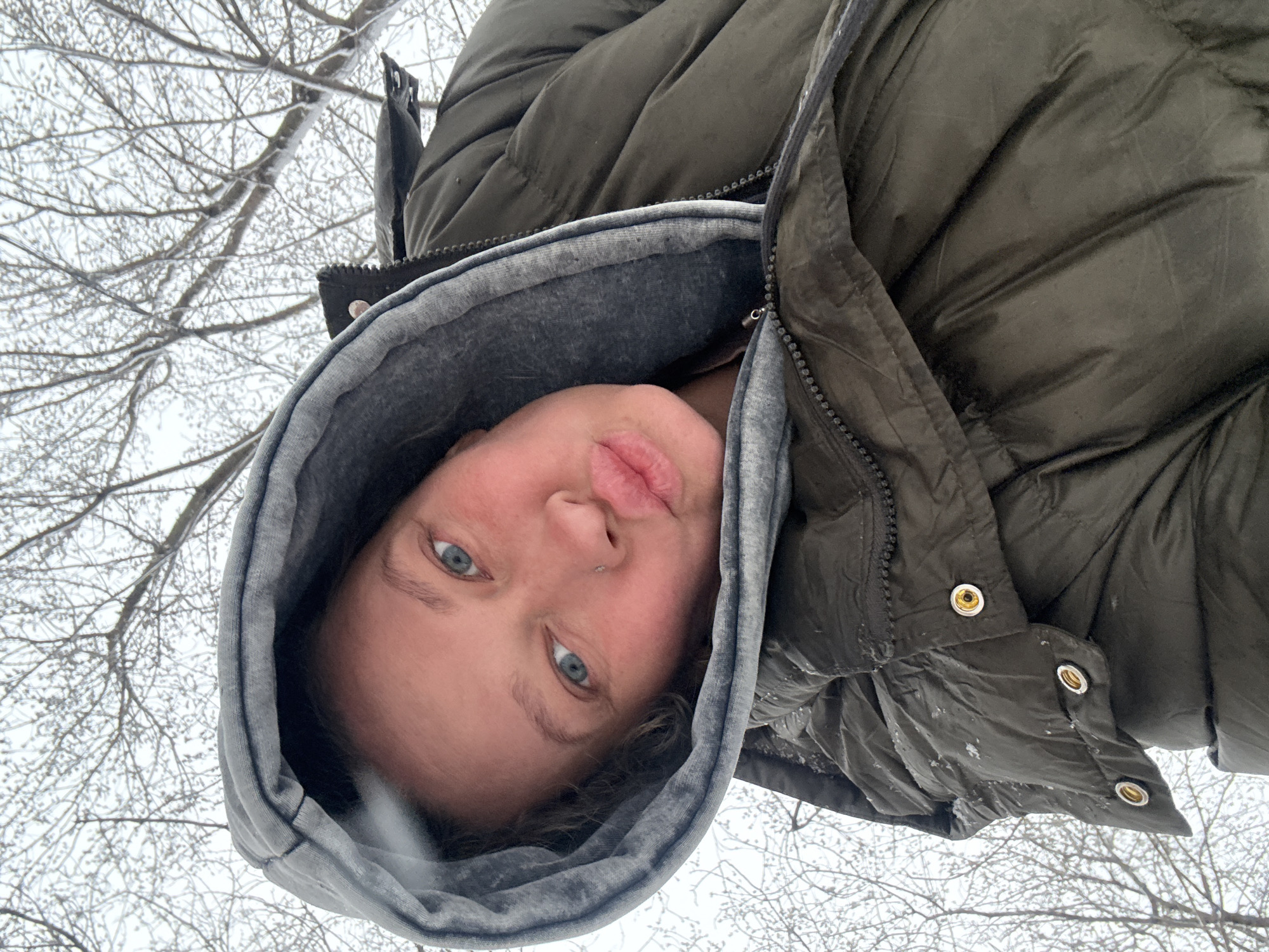 Person documents snow play in Perm, Russia