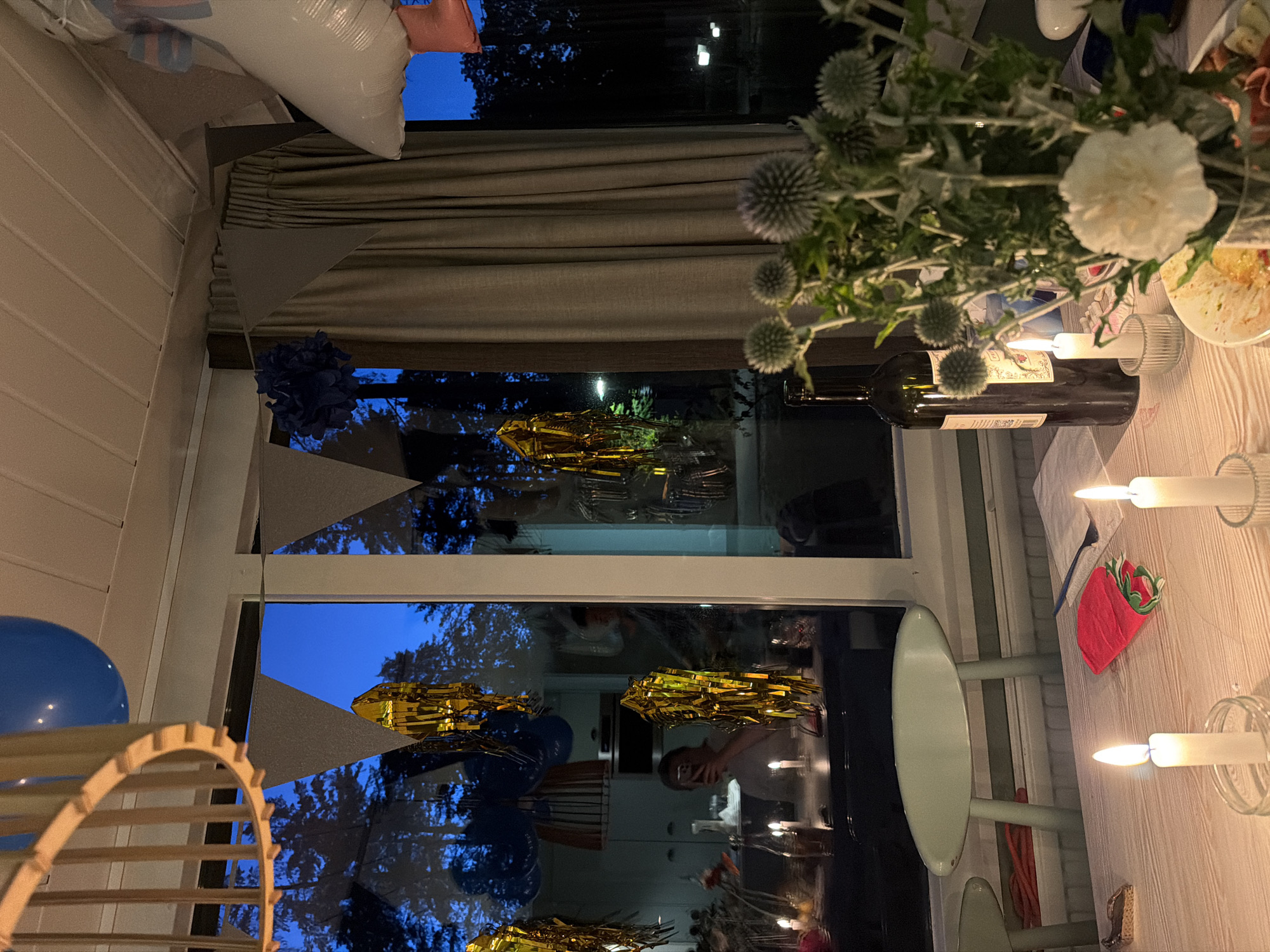 Birthday dinner with chocolate cake and candles in Heijen