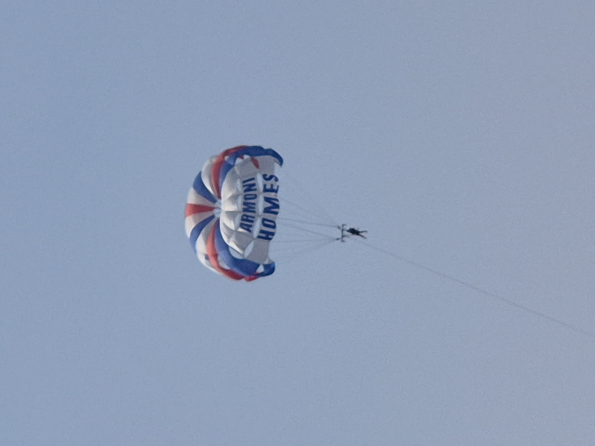 Parasailer with advertising banner spotted over Mediterranean near Alanya