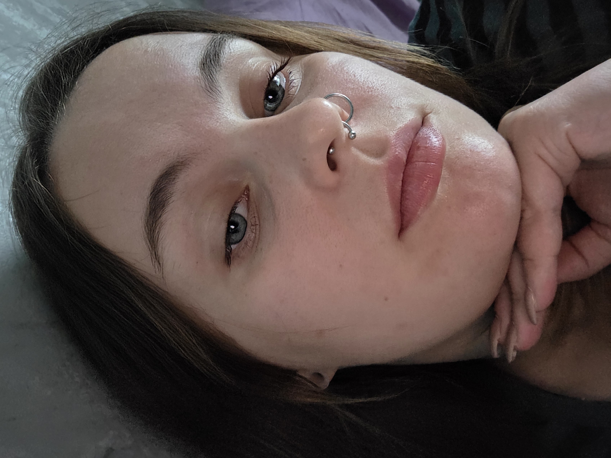 Evening at home in Minsk with selfies and cat