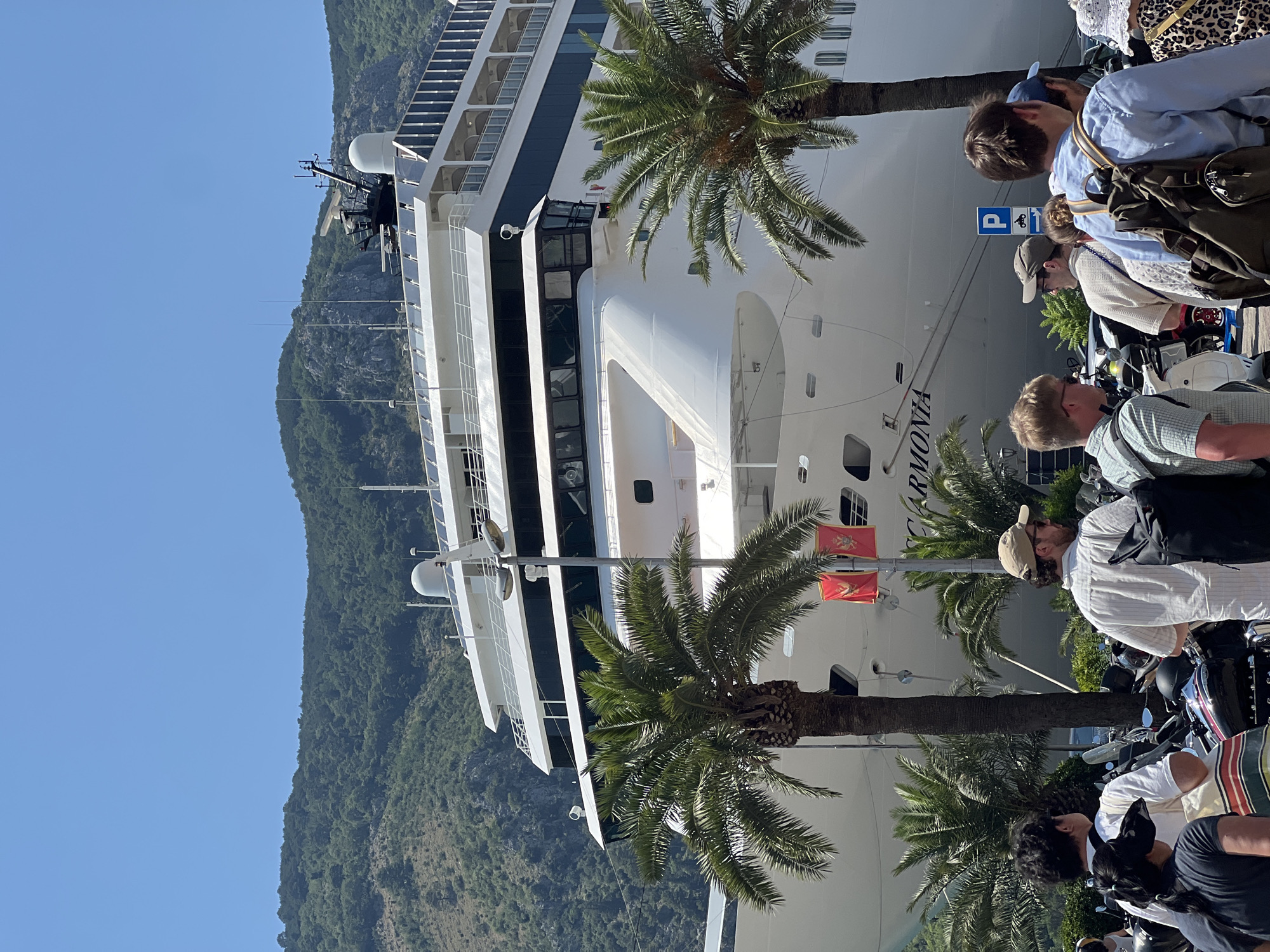 Inside Kotor's walled old town on a sunny summer morning