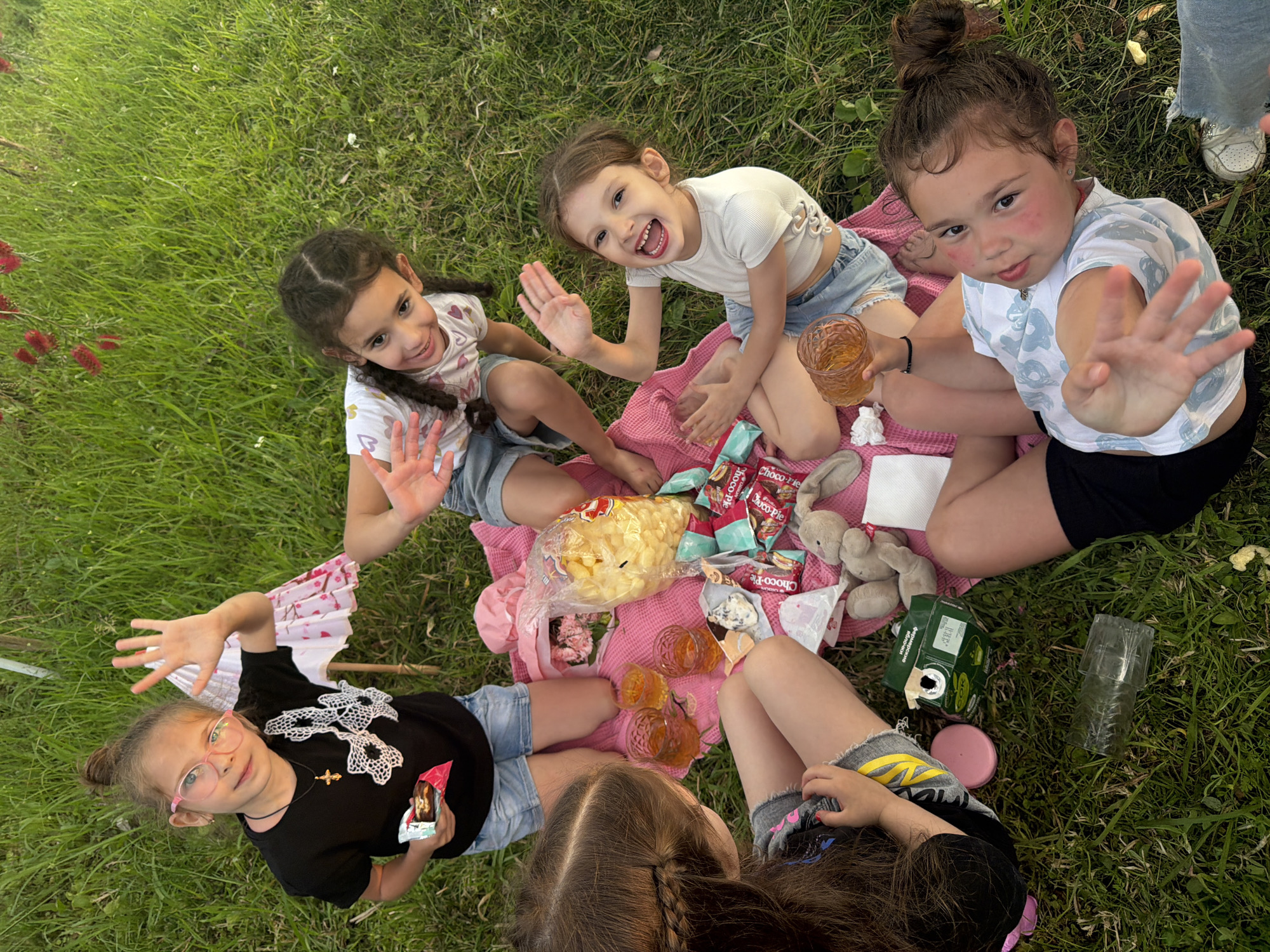 Outdoor picnic with homemade food in Sokhumi garden setting