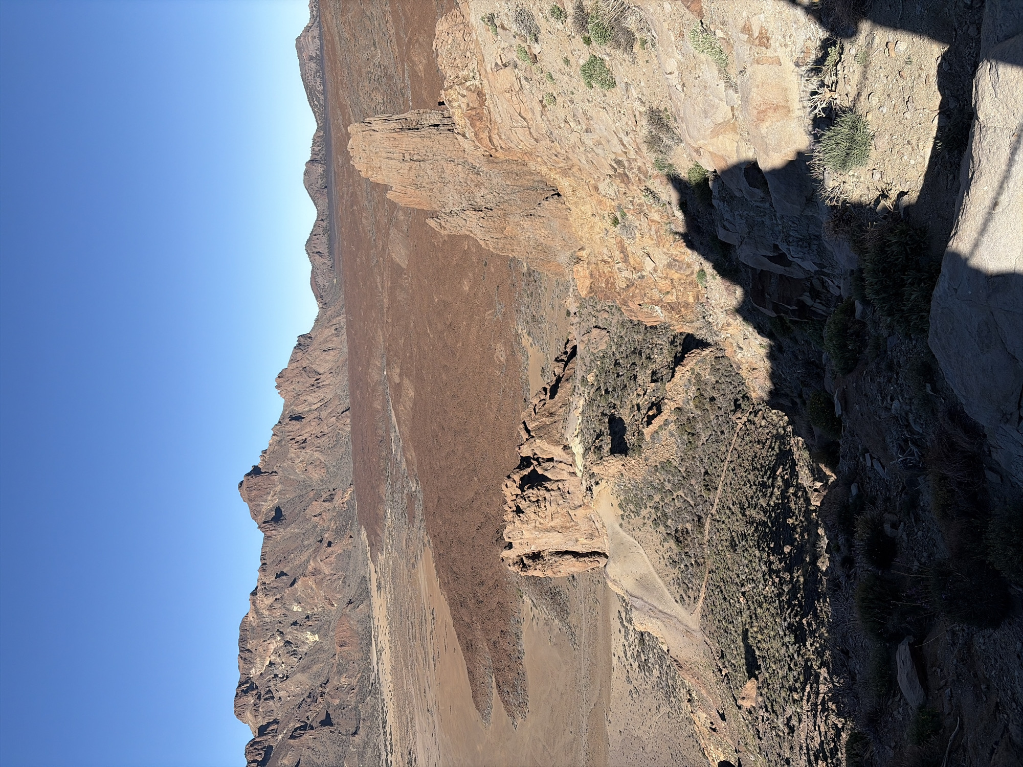 Aerial view captured of rocky canyon landscape in La Orotava